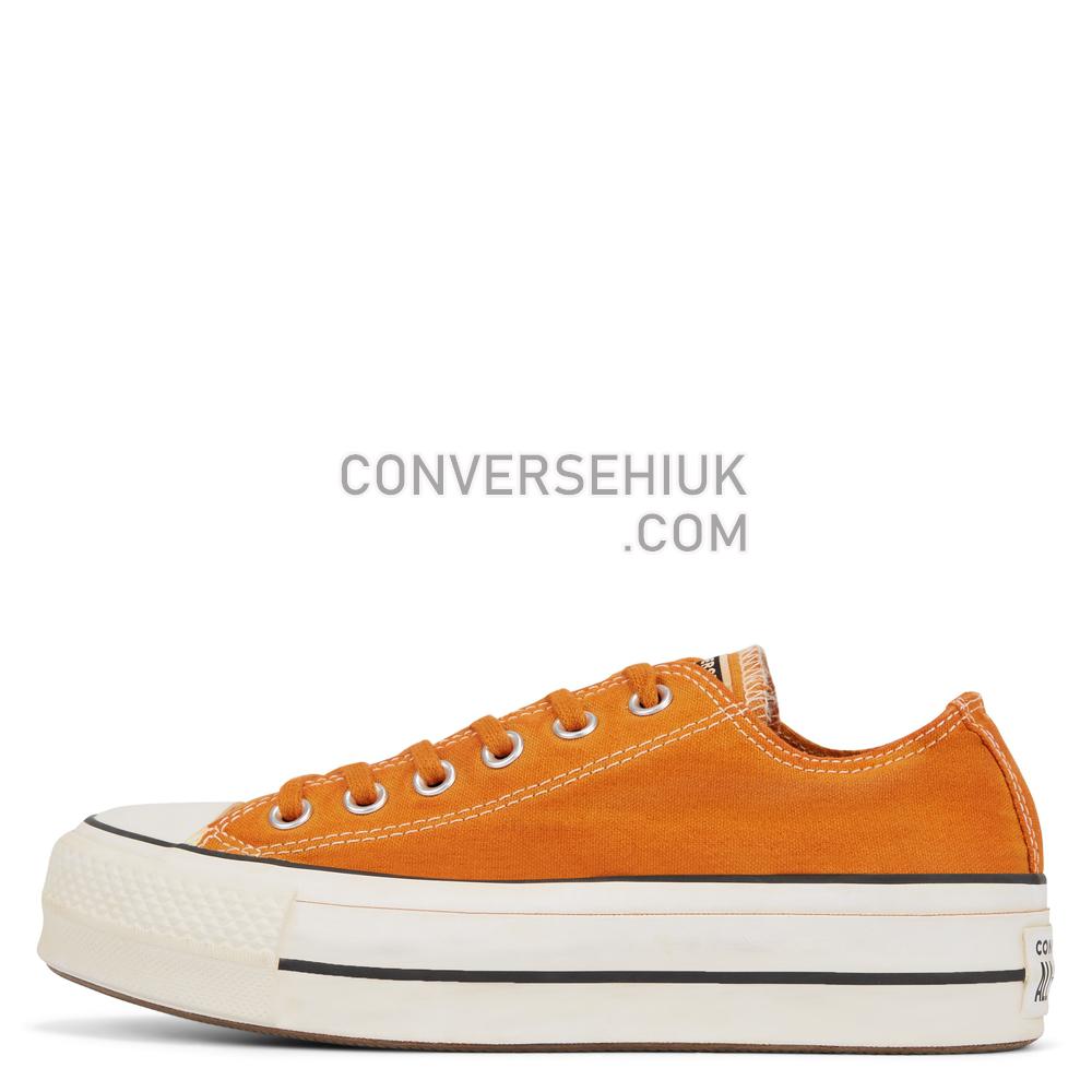 Converse Womens Italian Crafted Dye Chuck Taylor All Star Platform Low Top White/ Pumpkin Dyed 566470C Shoes