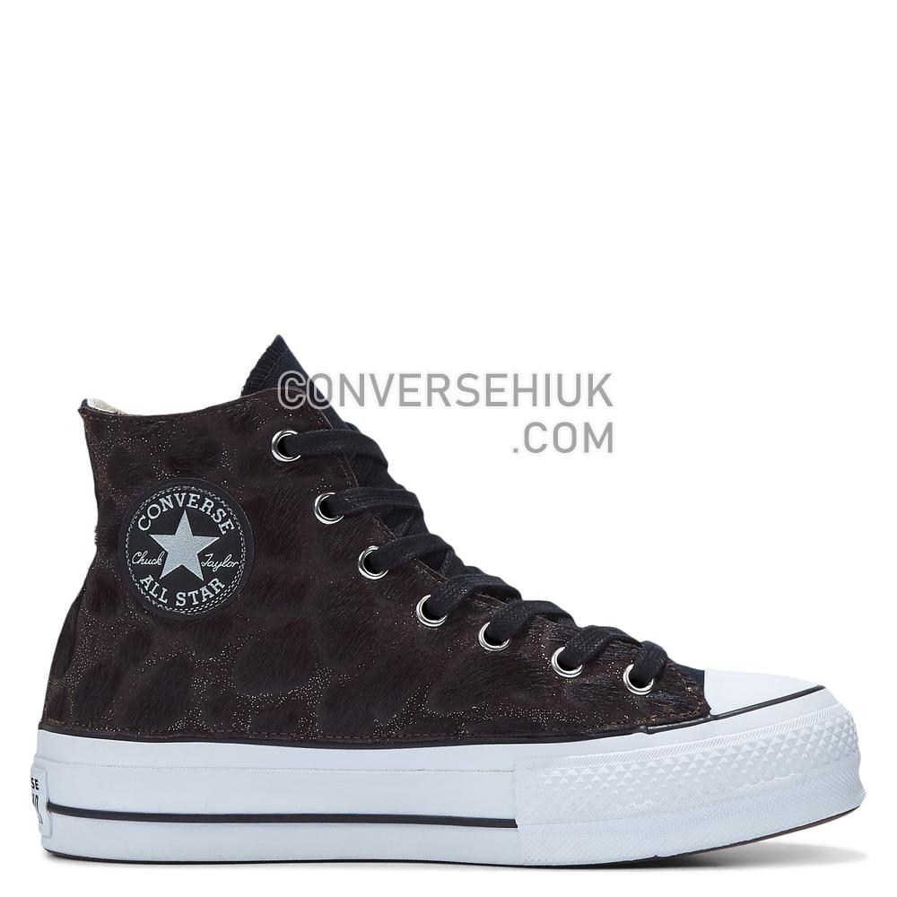 Converse Womens Metallic Fur Chuck Taylor All Star Platform High Top Black/black Jungle Fur 566464C Shoes