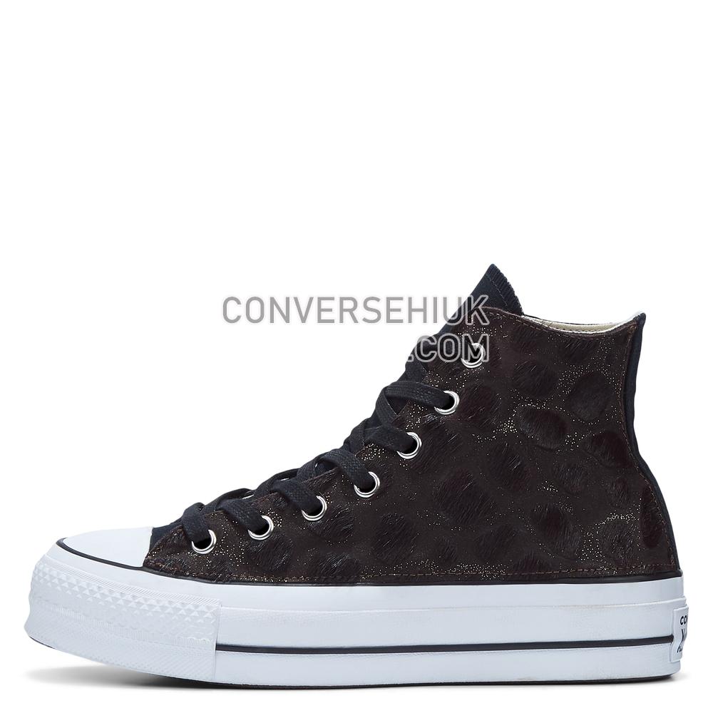 Converse Womens Metallic Fur Chuck Taylor All Star Platform High Top Black/black Jungle Fur 566464C Shoes