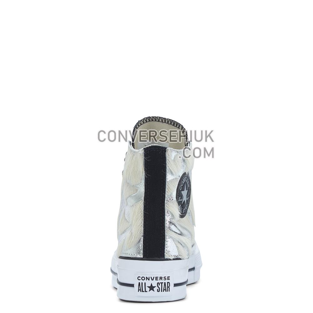 Converse Womens Metallic Fur Chuck Taylor All Star Platform High Top Black/silver Metal Fur 566466C Shoes