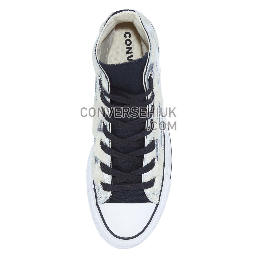 Converse Womens Metallic Fur Chuck Taylor All Star Platform High Top Black/silver Metal Fur 566466C Shoes