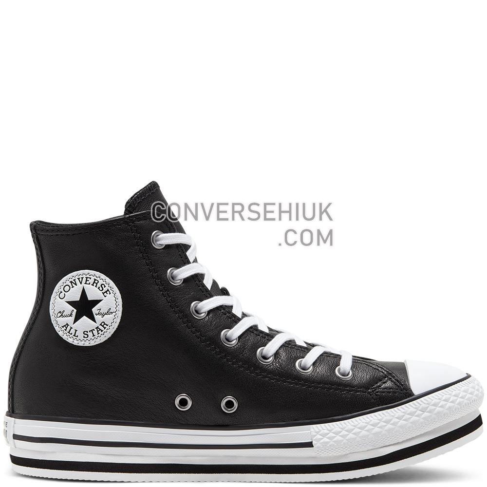 Converse Leather Chuck Taylor All Star Platform Black/white/black 666391C Shoes