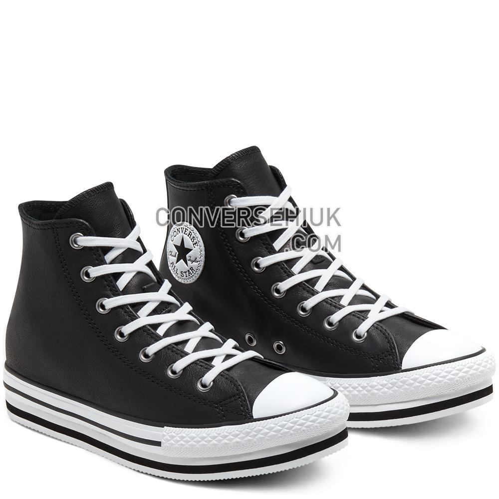 Converse Leather Chuck Taylor All Star Platform Black/white/black 666391C Shoes