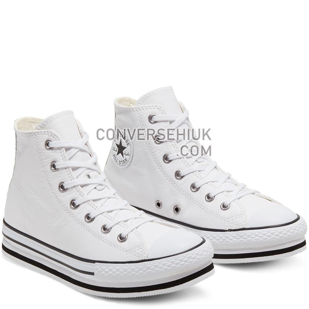 Converse Leather Chuck Taylor All Star Platform White/white/black 666392C Shoes