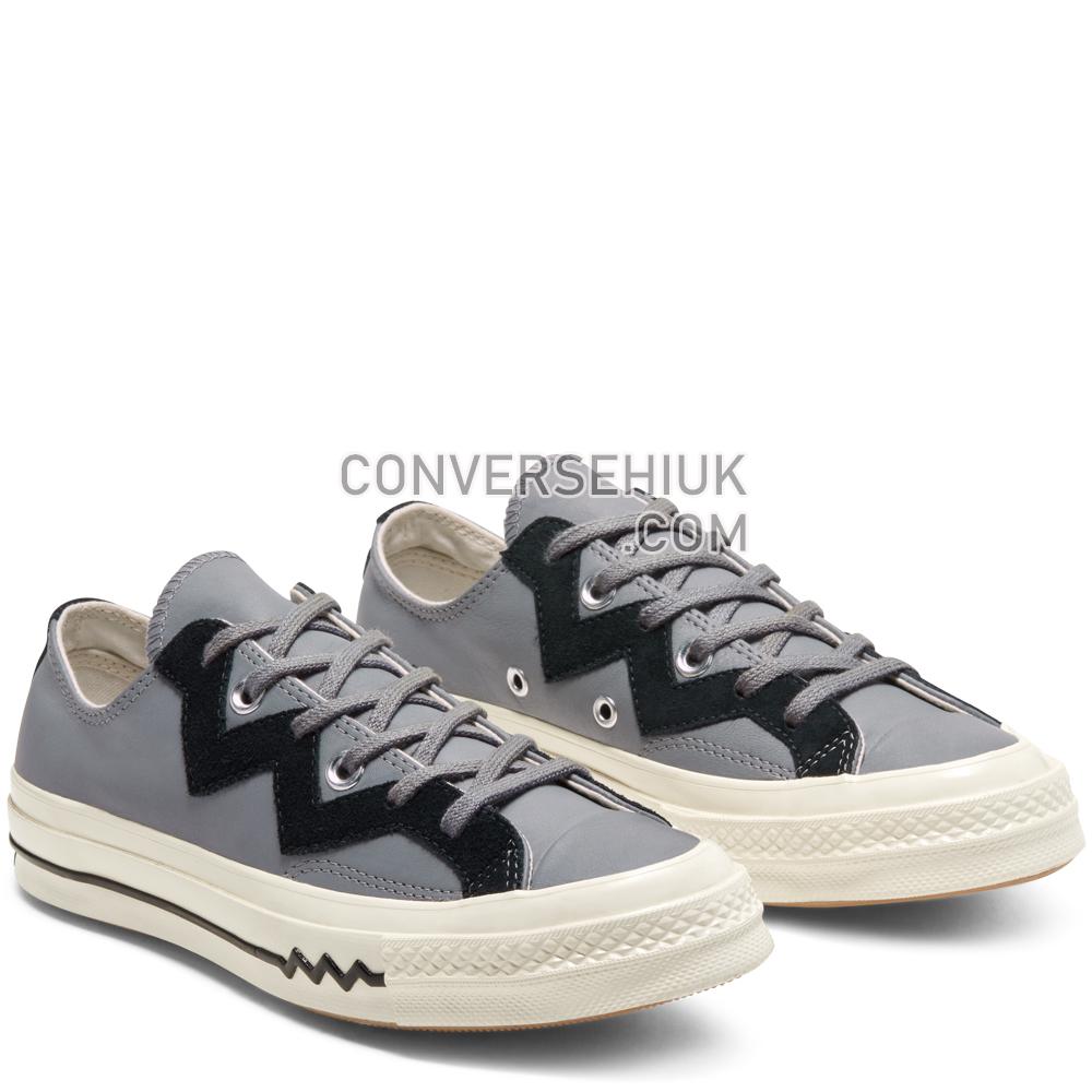 Converse Womens Leather and Chevron Chuck 70 Low Top Mason/black/egret 566137C Shoes