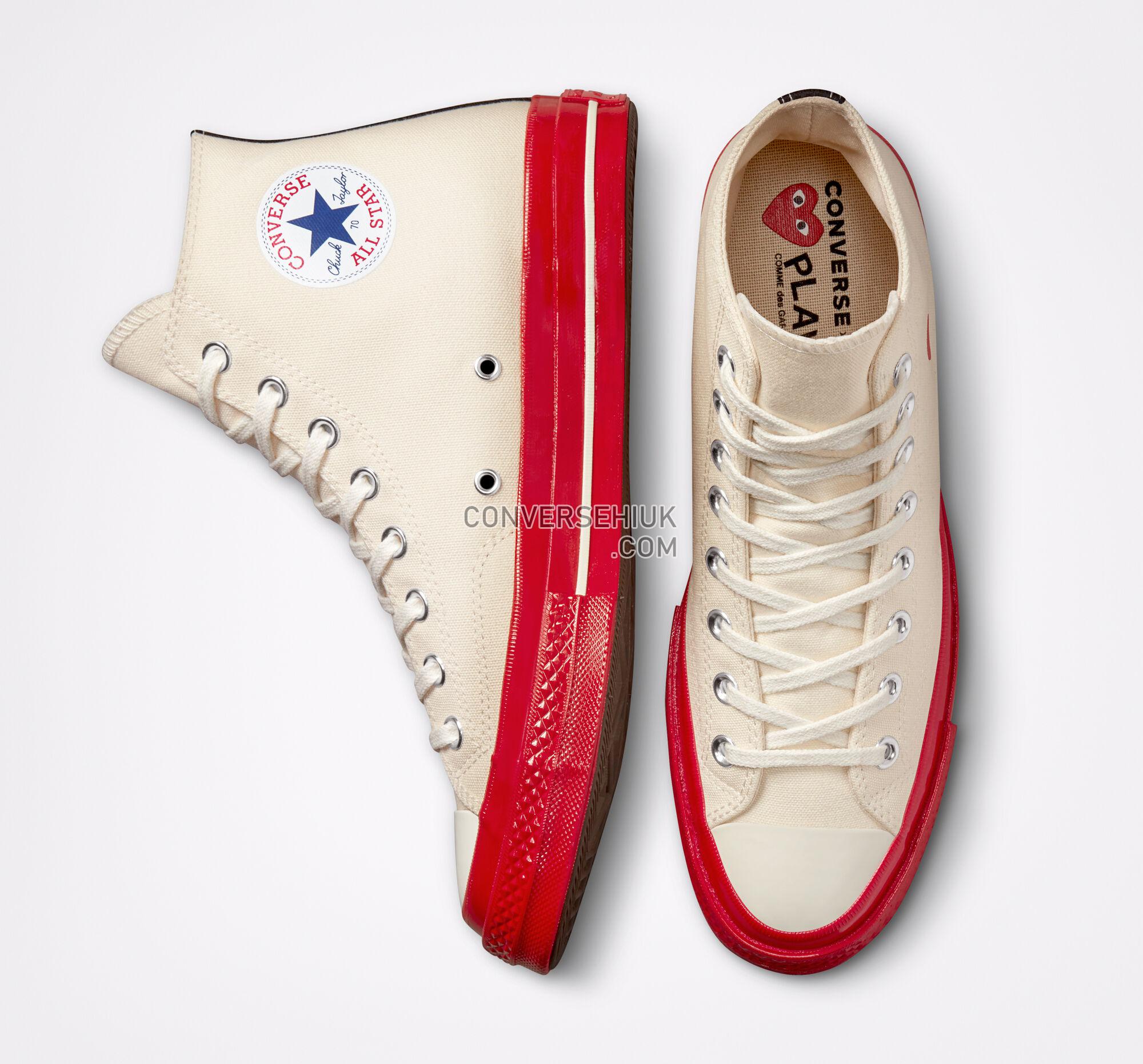 Converse x Comme des Gar ccedilons PLAY Chuck 70 Pristine/Red/Egret A01794C Shoes