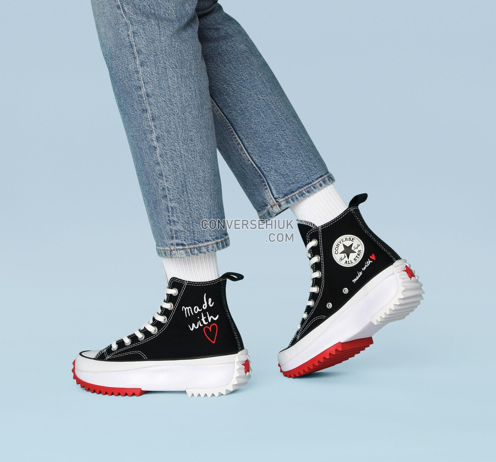 Converse Run Star Hike Platform Made With Love Black/White/University Red 171120C Shoes