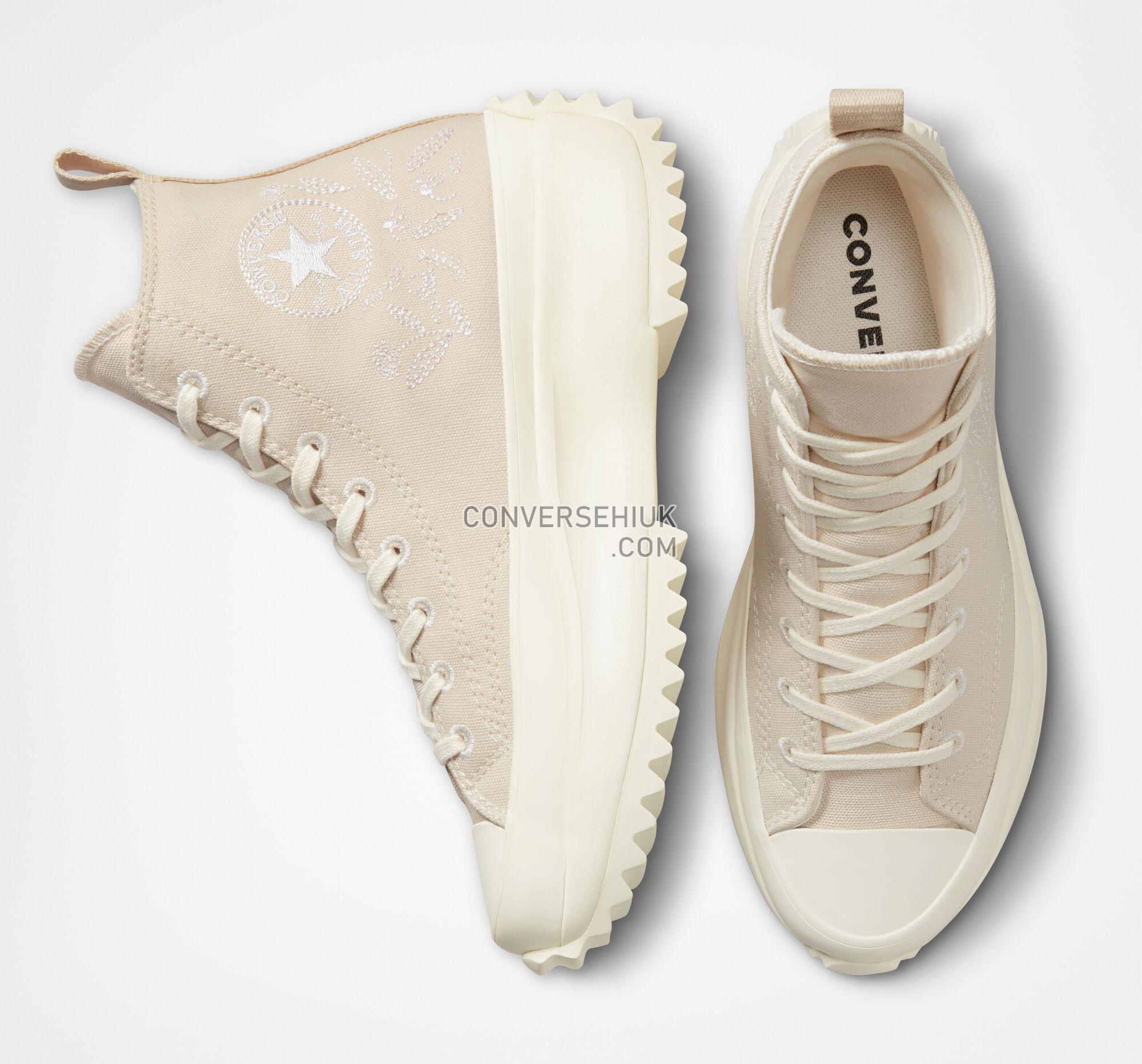 Converse Run Star Hike Platform Embroidered Floral Natural Ivory/Egret/White A02078C Shoes