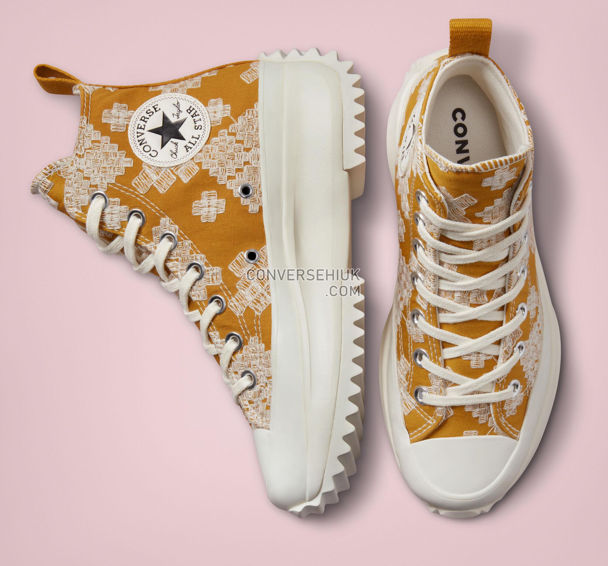 Converse Run Star Hike Platform Tonal Embroidery Goldtone/Egret/Egret A02231C Shoes