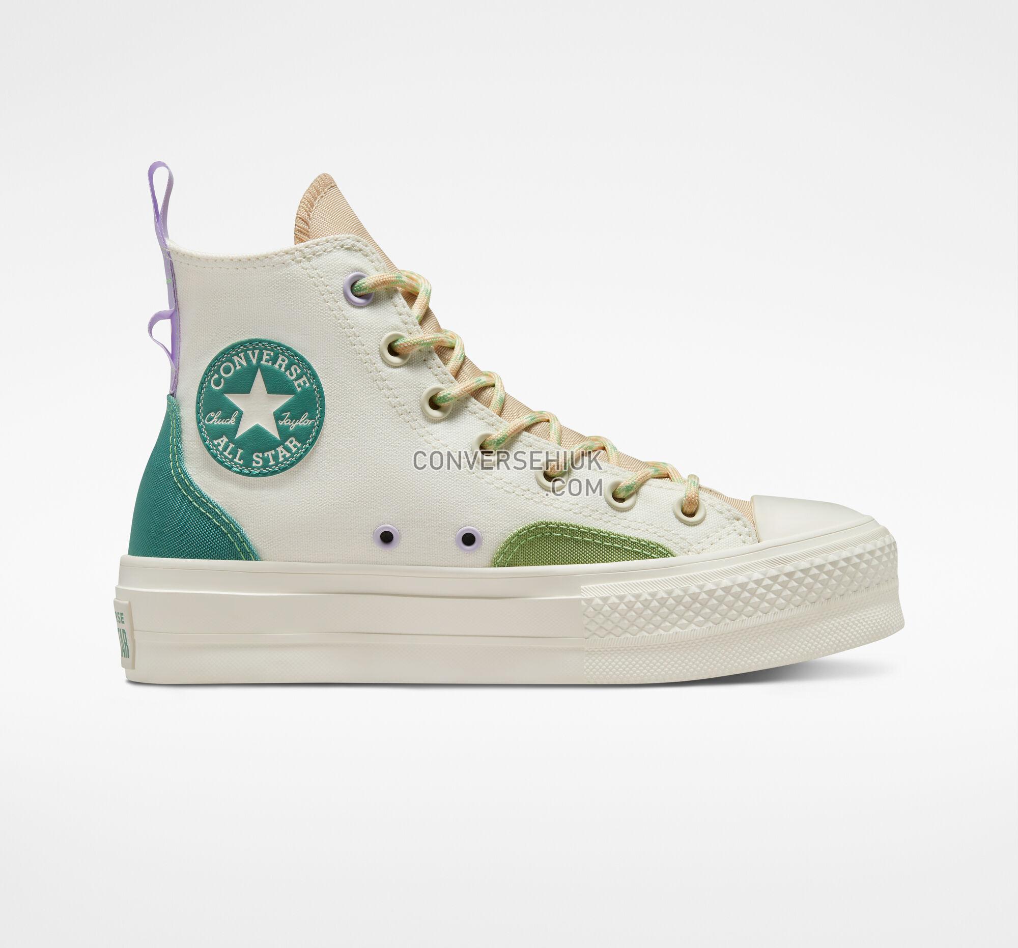 Converse Chuck Taylor All Star Lift Platform Colorblock Overlay Egret/Oat Milk/Algae Coast A05127C Shoes