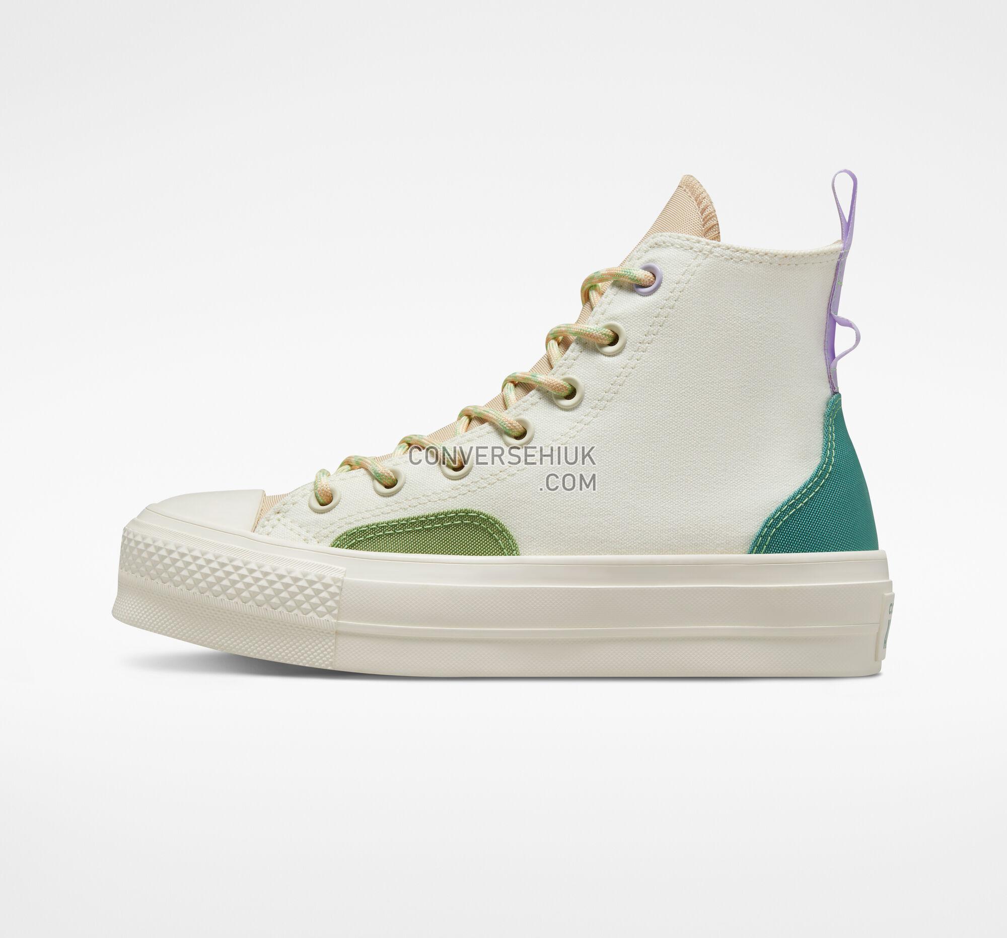 Converse Chuck Taylor All Star Lift Platform Colorblock Overlay Egret/Oat Milk/Algae Coast A05127C Shoes