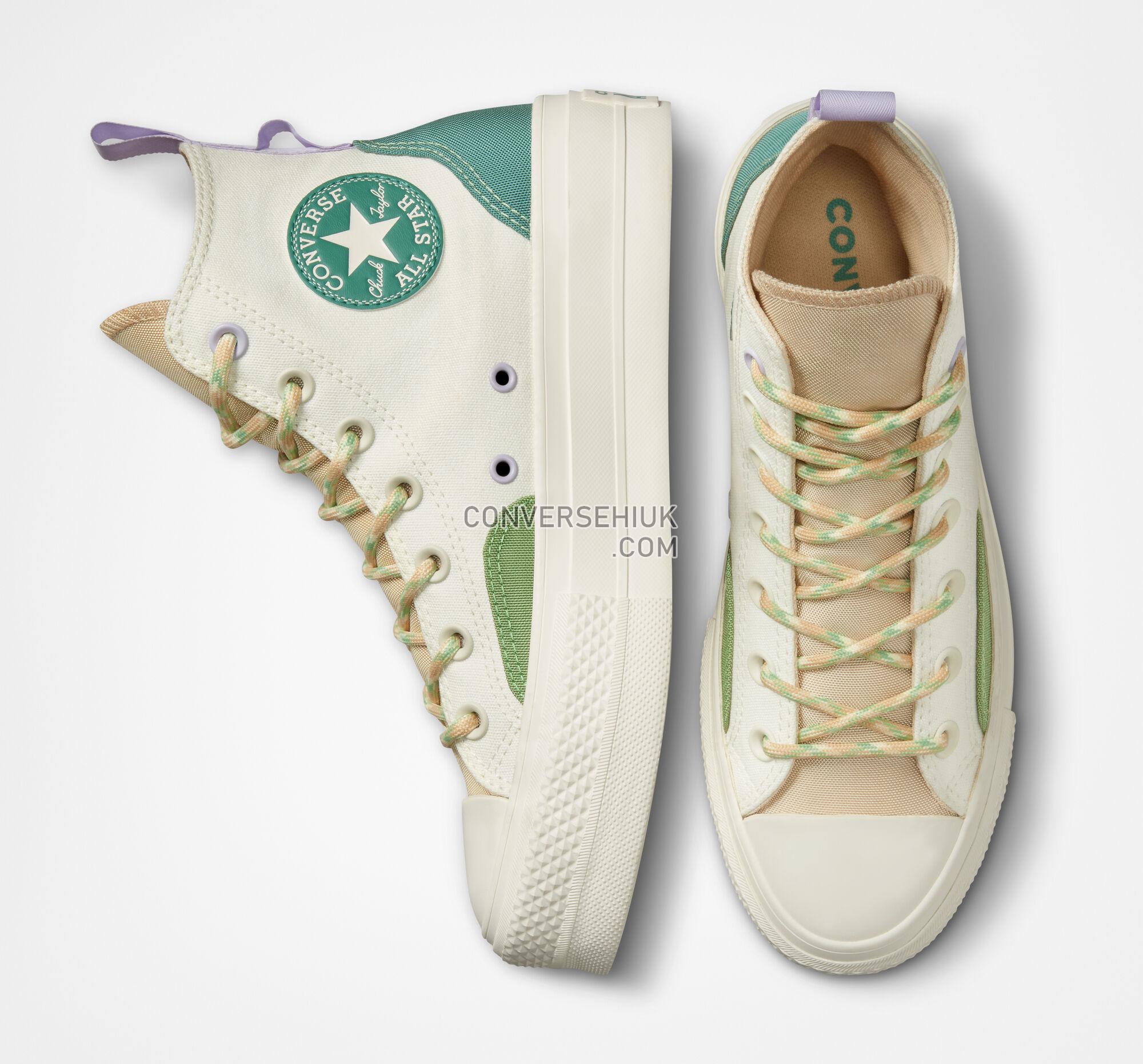 Converse Chuck Taylor All Star Lift Platform Colorblock Overlay Egret/Oat Milk/Algae Coast A05127C Shoes