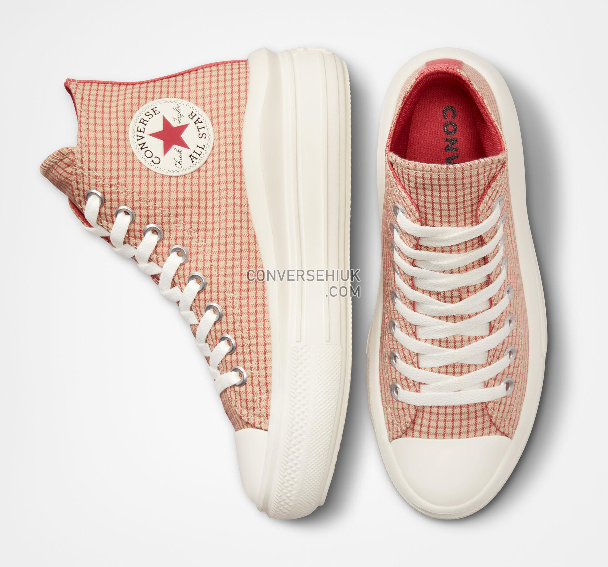 Converse Chuck Taylor All Star Move Platform Checkered Oat Milk/Rhubarb Pie/Egret A05130C Shoes