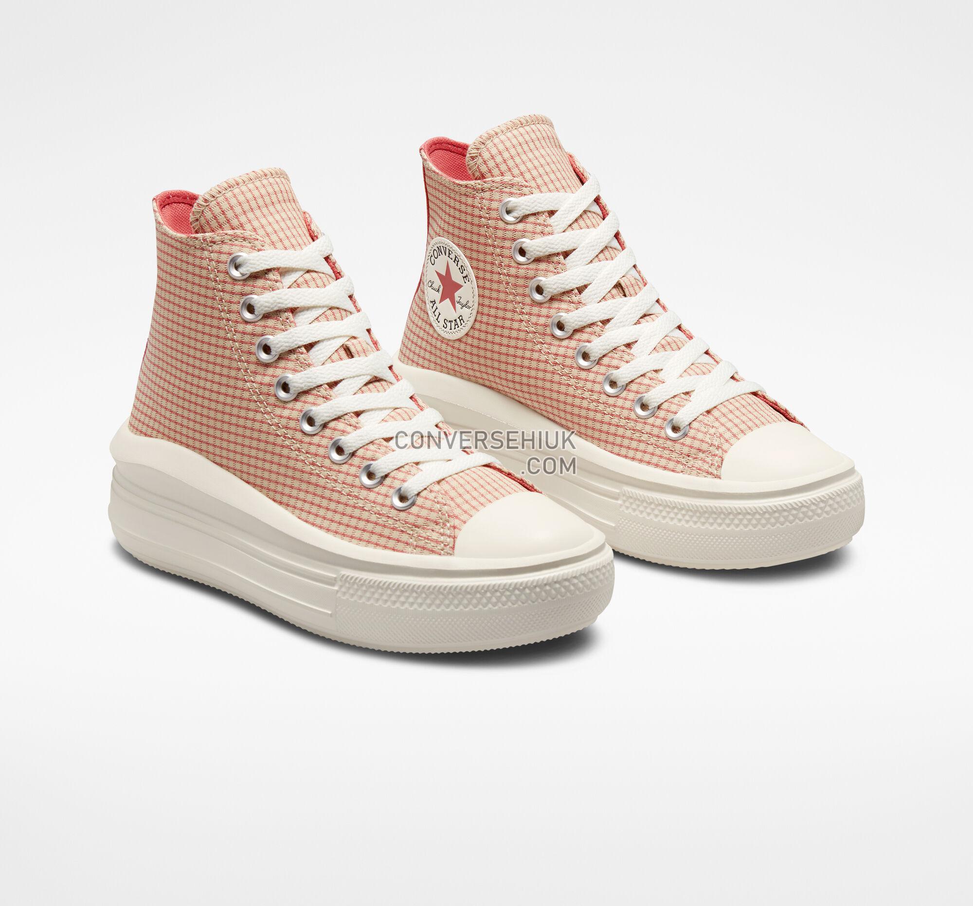 Converse Chuck Taylor All Star Move Platform Checkered Oat Milk/Rhubarb Pie/Egret A05130C Shoes