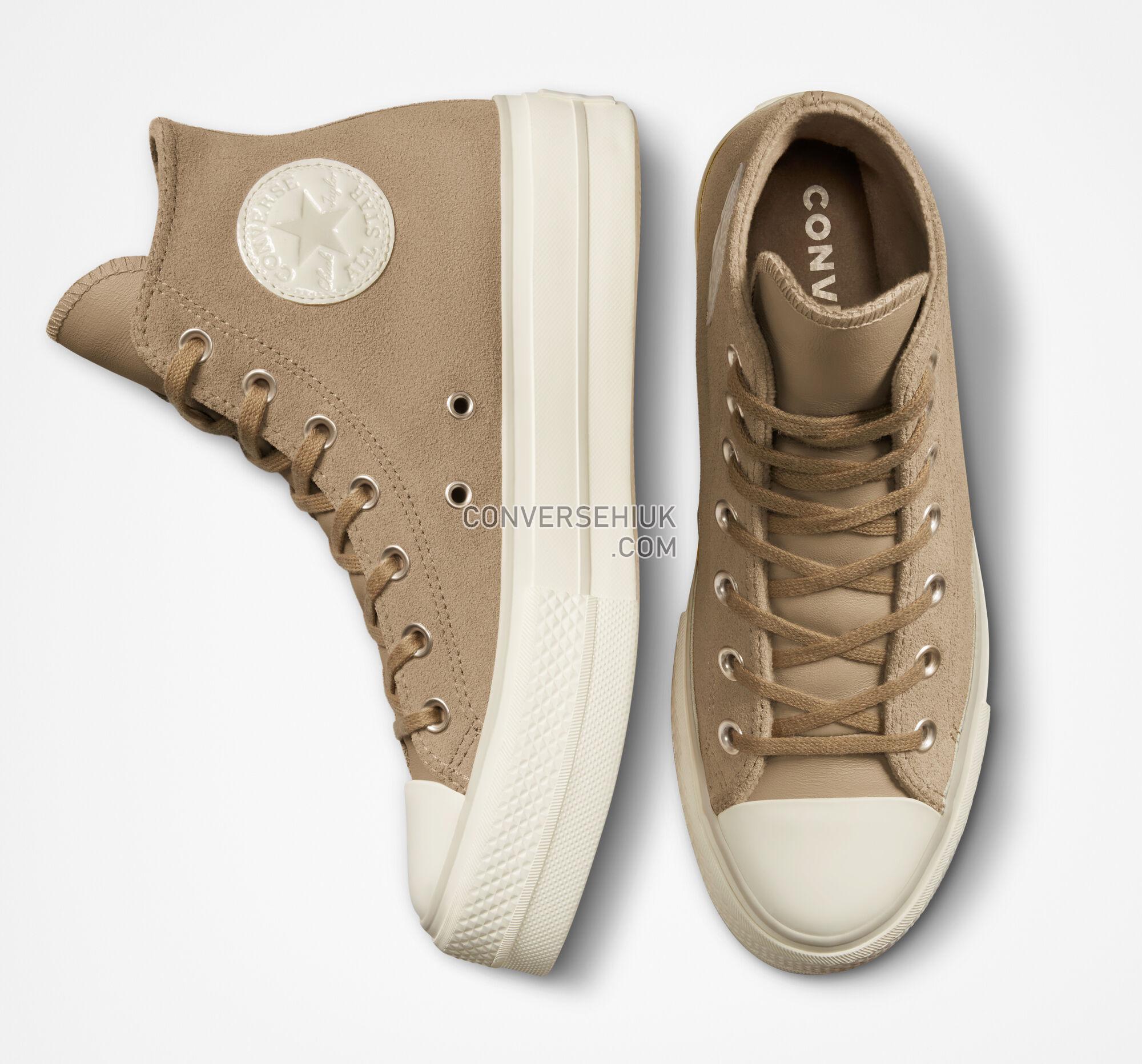 Converse Chuck Taylor All Star Lift Platform Suede Nomad Khaki/Desert Sand/Egret A03250C Shoes