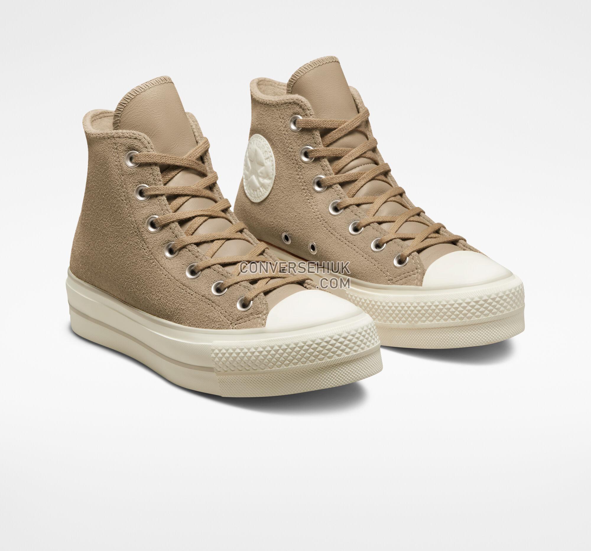 Converse Chuck Taylor All Star Lift Platform Suede Nomad Khaki/Desert Sand/Egret A03250C Shoes