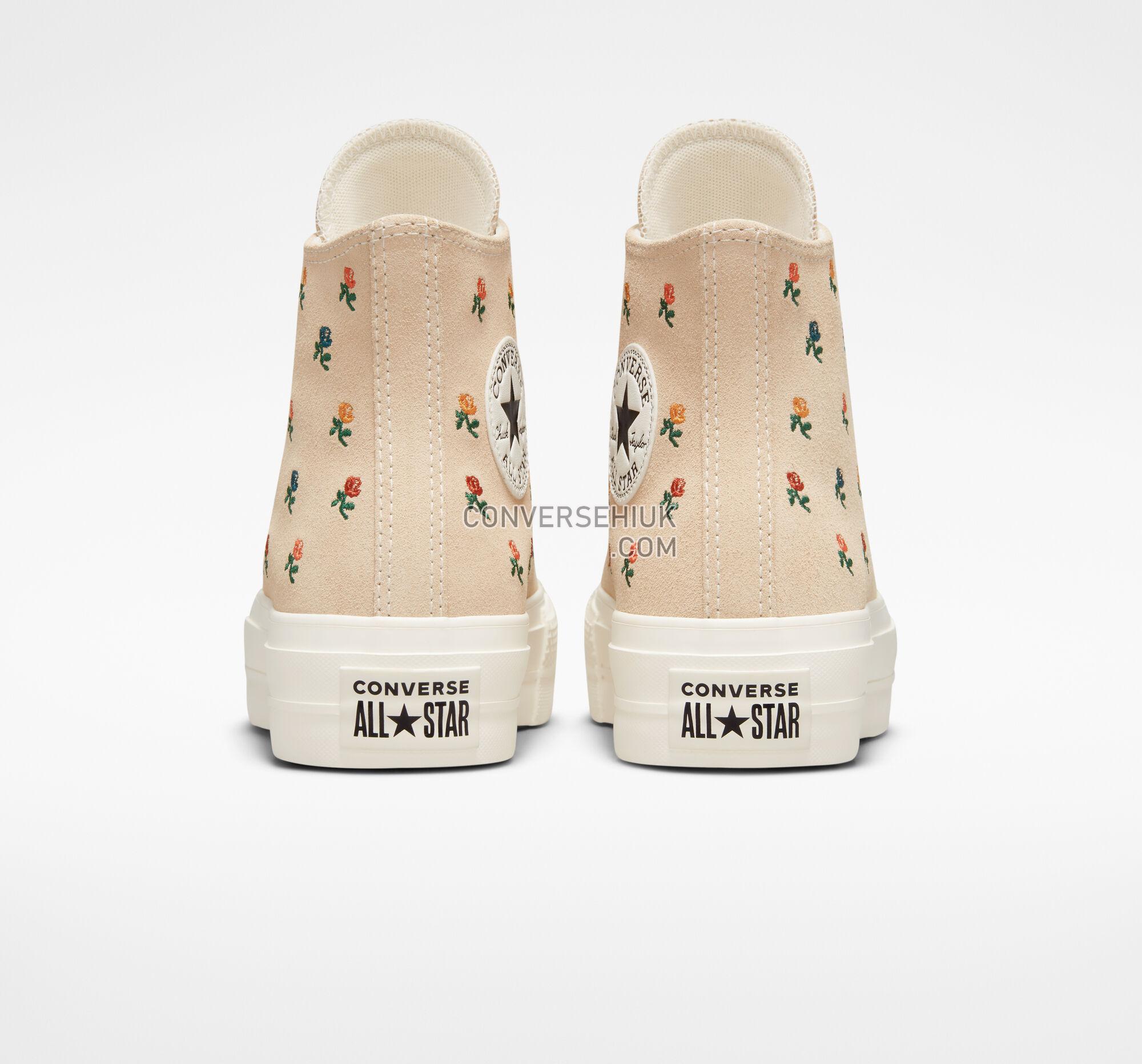 Converse Chuck Taylor All Star Lift Platform Embroidered Roses Farro/Egret/Midnight Clover A04300C Shoes