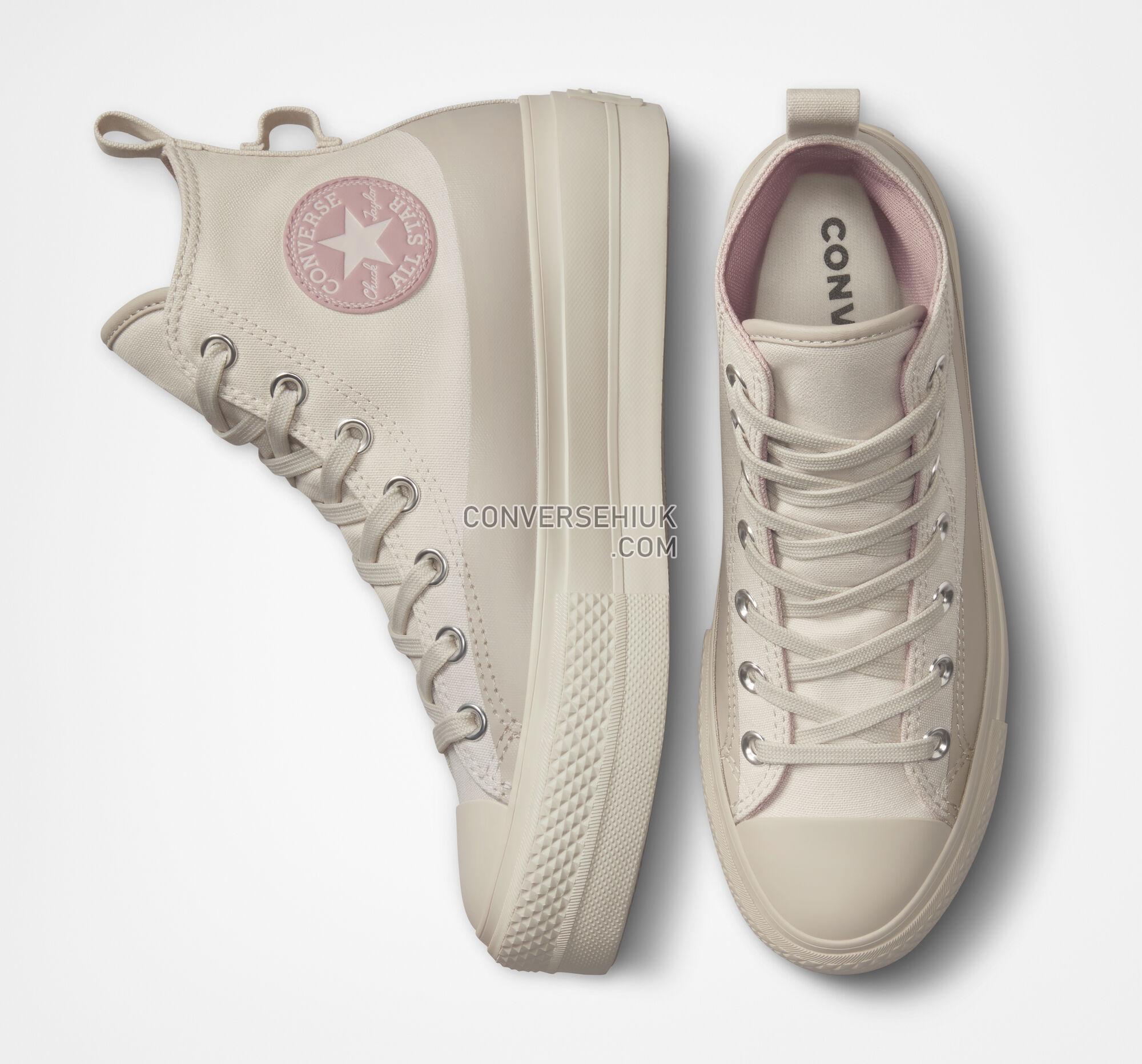 Converse Chuck Taylor All Star Lift Platform Water-Repellent Canvas Desert Sand/Stone Mauve A04262C Shoes