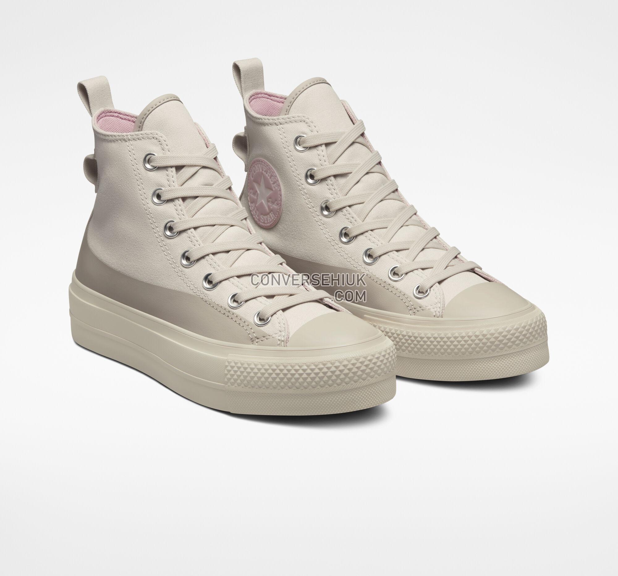 Converse Chuck Taylor All Star Lift Platform Water-Repellent Canvas Desert Sand/Stone Mauve A04262C Shoes