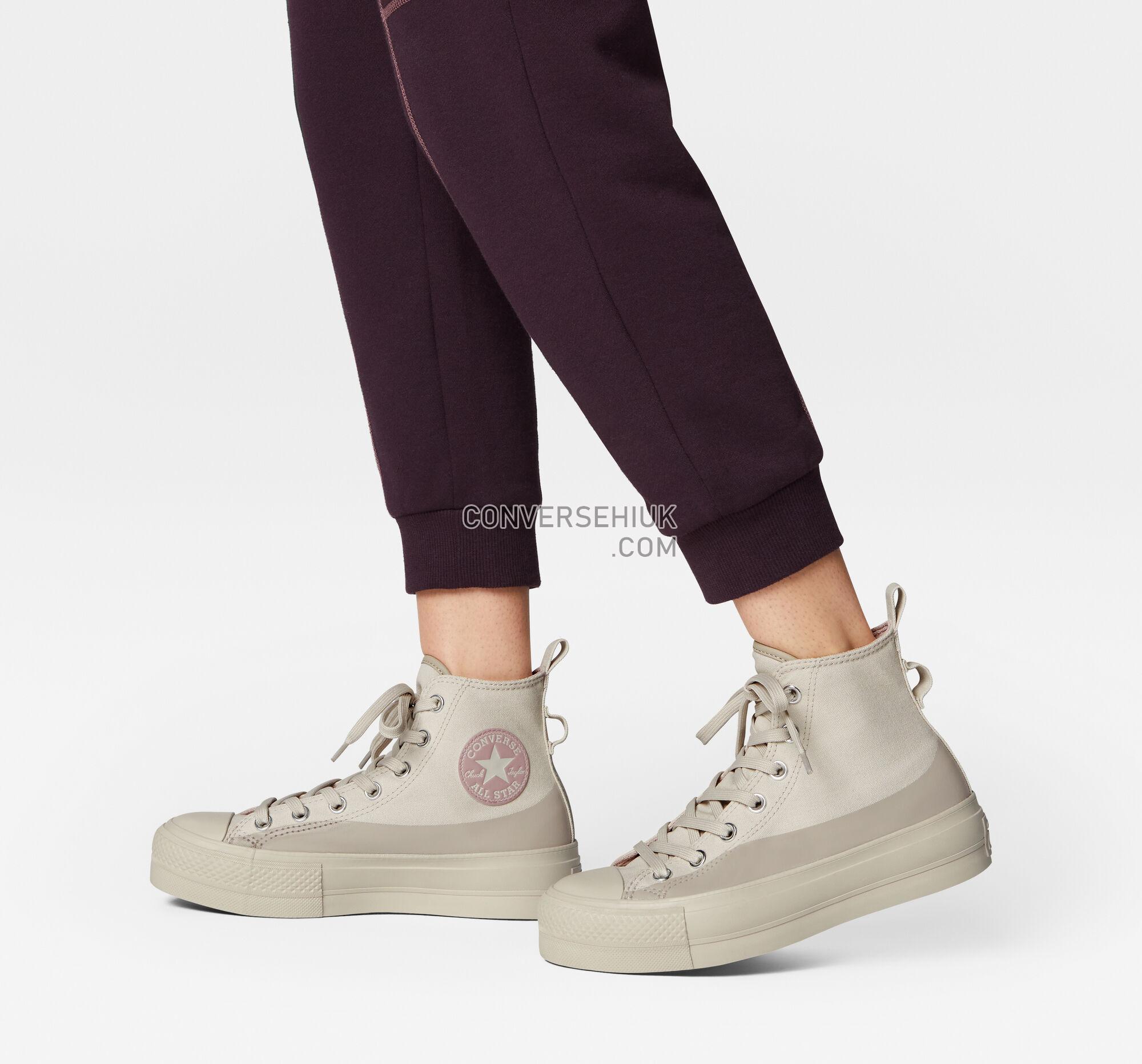 Converse Chuck Taylor All Star Lift Platform Water-Repellent Canvas Desert Sand/Stone Mauve A04262C Shoes