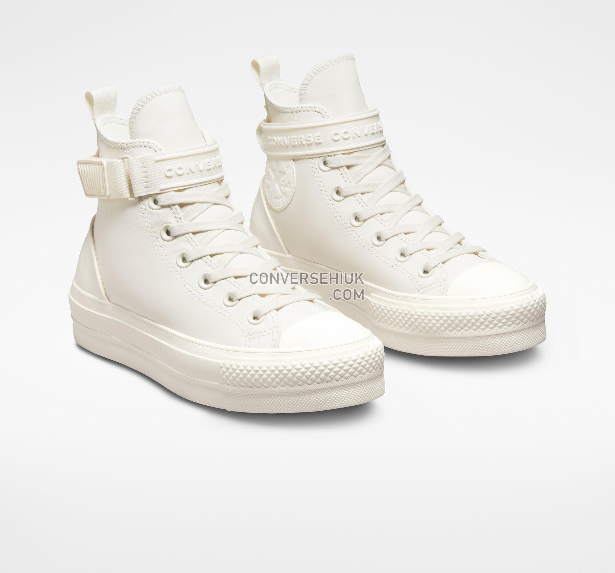 Converse Chuck Taylor All Star Lift Platform Leather Hike Vintage White/Egret/Egret A04270C Shoes