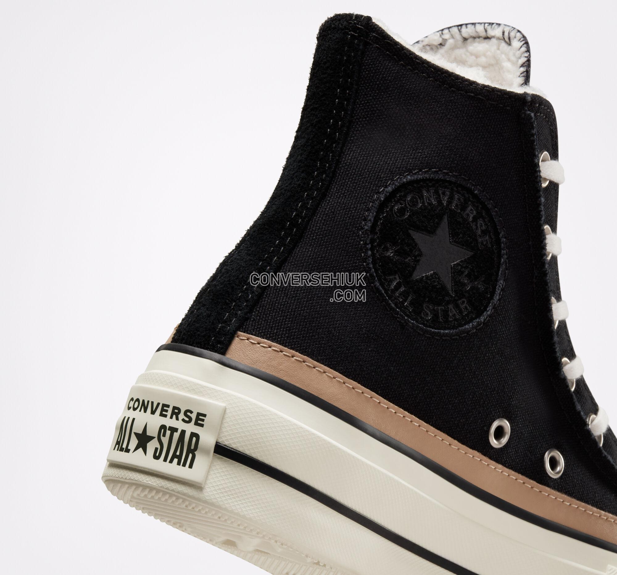 Converse Chuck Taylor All Star Lift Platform Raw Edge Black/Egret/Champagne Tan 573191C Shoes