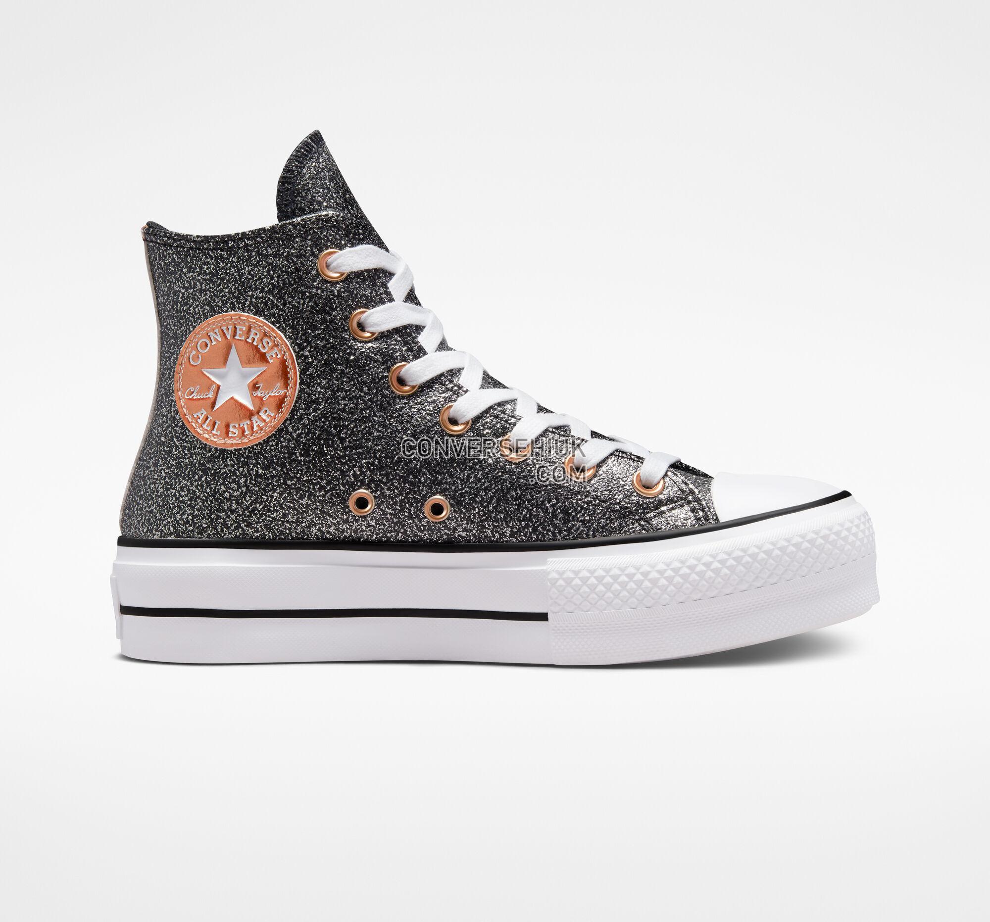 Converse Chuck Taylor All Star Lift Platform Metallic Glitter Black/Copper/White A01301C Shoes