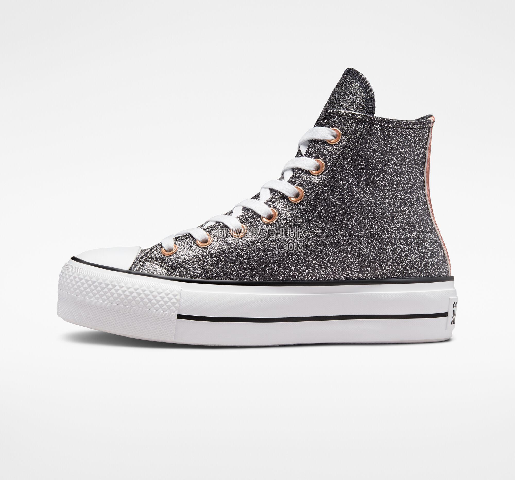 Converse Chuck Taylor All Star Lift Platform Metallic Glitter Black/Copper/White A01301C Shoes