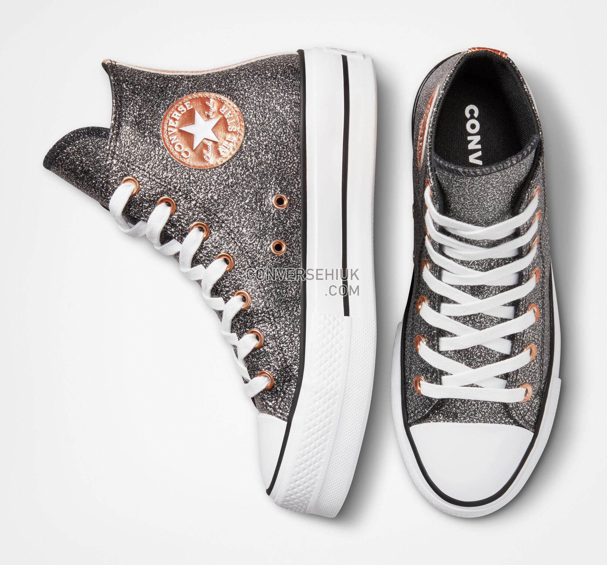 Converse Chuck Taylor All Star Lift Platform Metallic Glitter Black/Copper/White A01301C Shoes