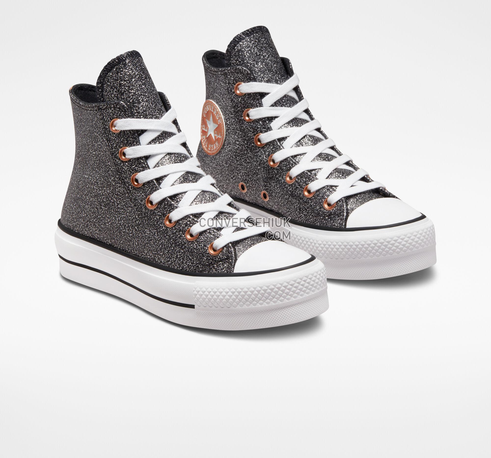 Converse Chuck Taylor All Star Lift Platform Metallic Glitter Black/Copper/White A01301C Shoes