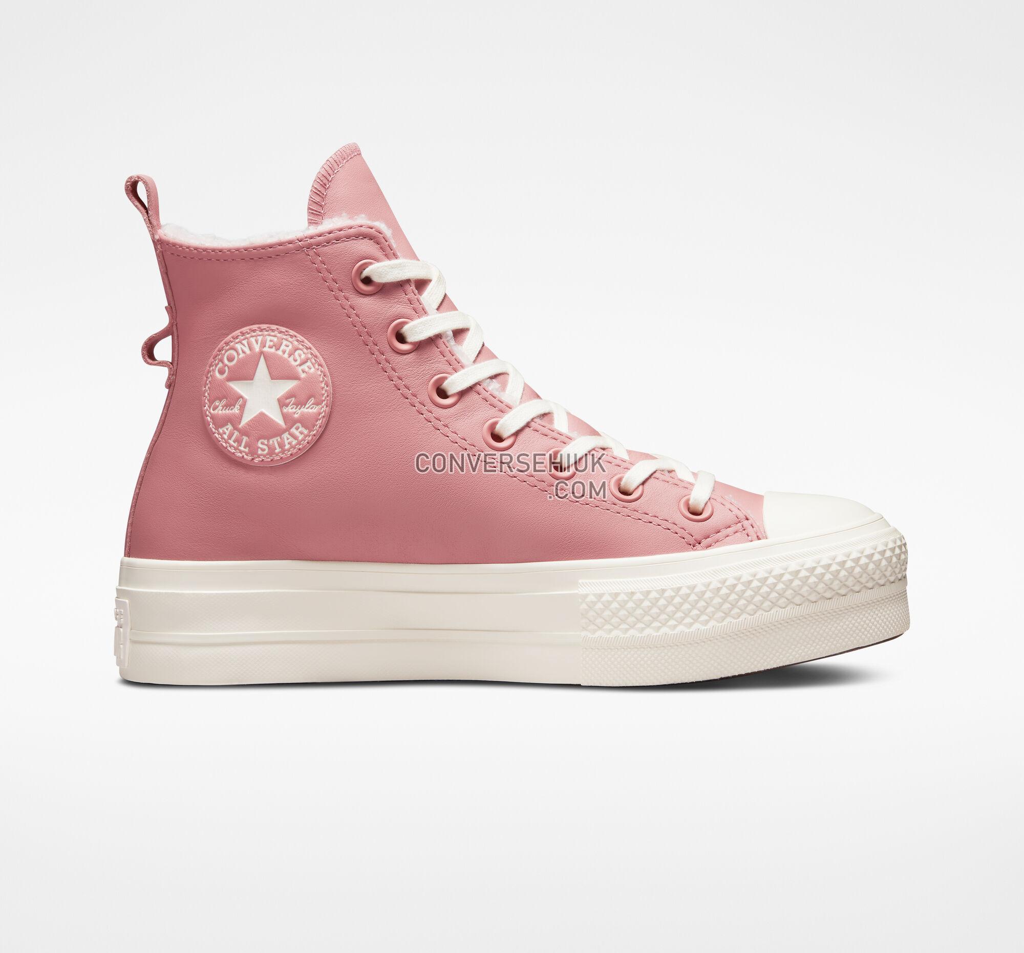 Converse Chuck Taylor All Star Lift Platform Lined Leather Rust Pink/Egret/Egret A04256C Shoes