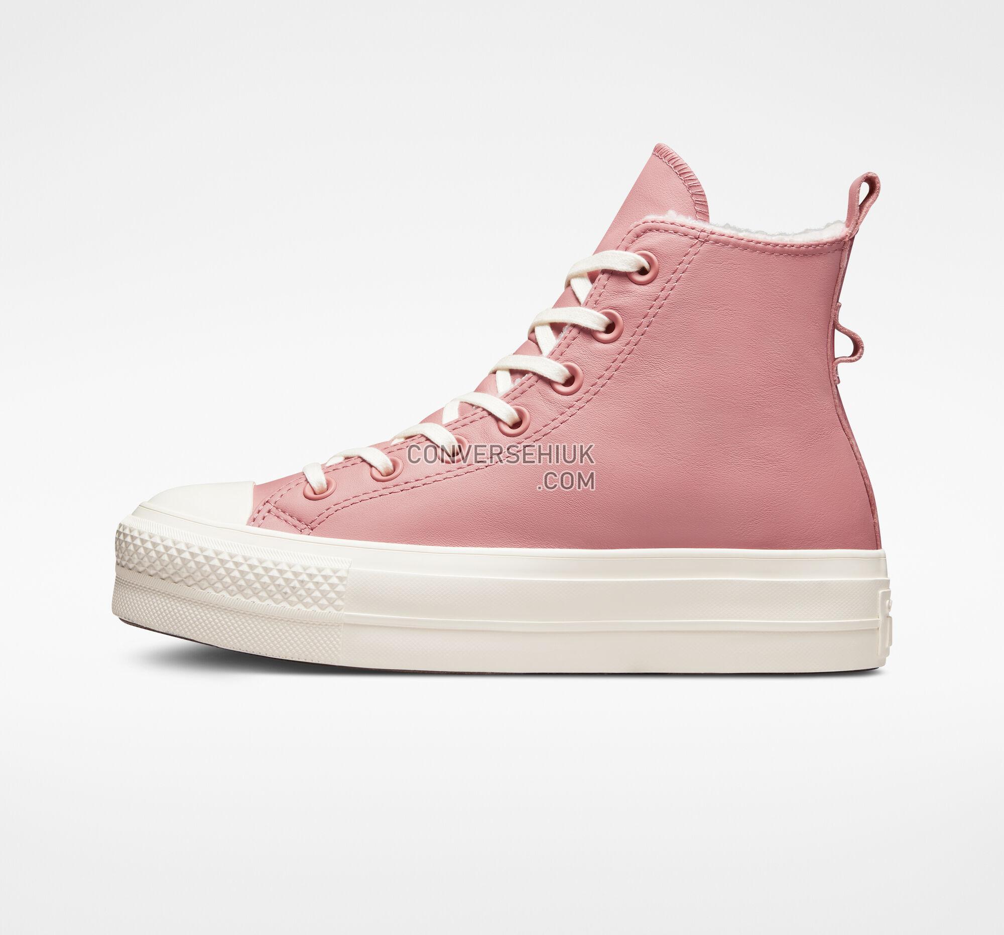 Converse Chuck Taylor All Star Lift Platform Lined Leather Rust Pink/Egret/Egret A04256C Shoes