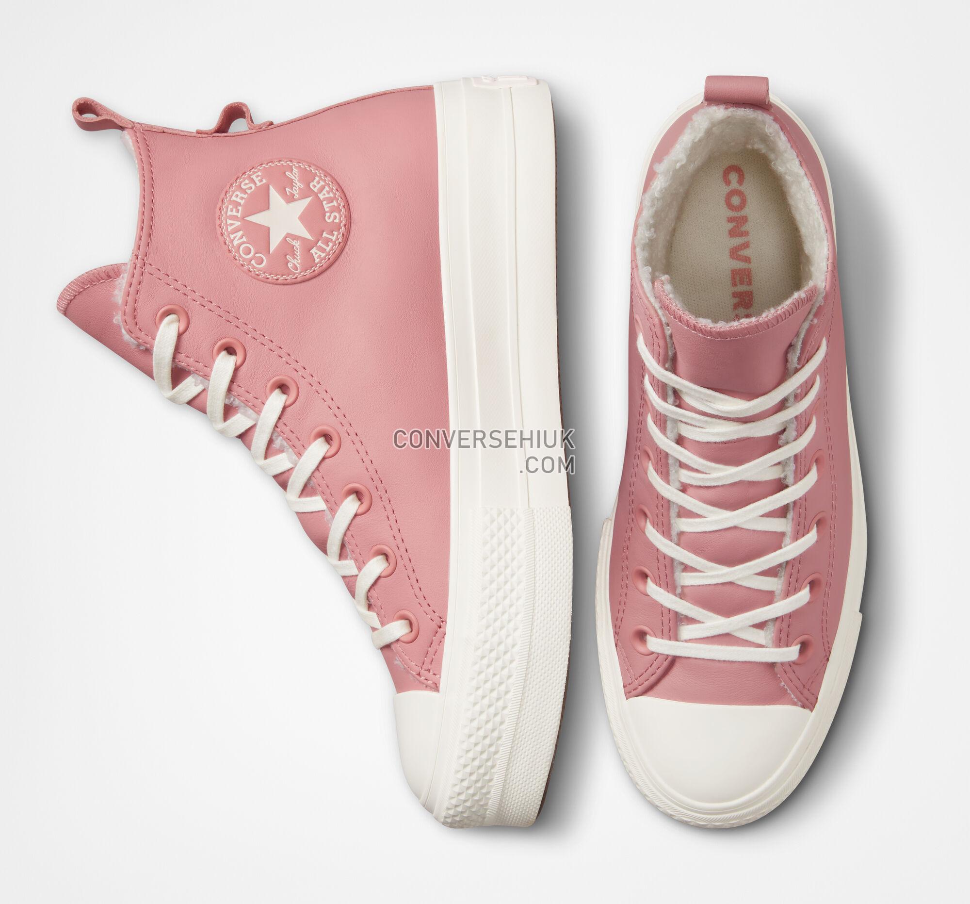 Converse Chuck Taylor All Star Lift Platform Lined Leather Rust Pink/Egret/Egret A04256C Shoes