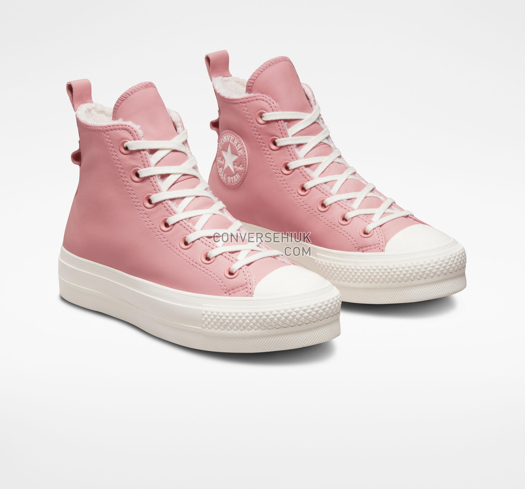 Converse Chuck Taylor All Star Lift Platform Lined Leather Rust Pink/Egret/Egret A04256C Shoes