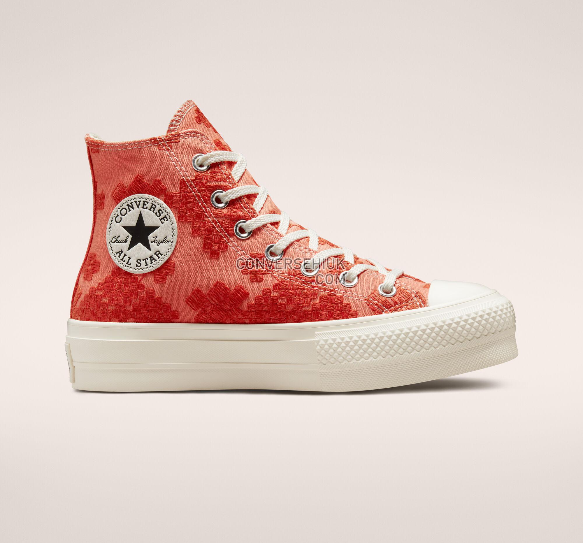 Converse Chuck Taylor All Star Lift Platform Tonal Embroidery Bright Madder/Mantra Orange A02233C Shoes