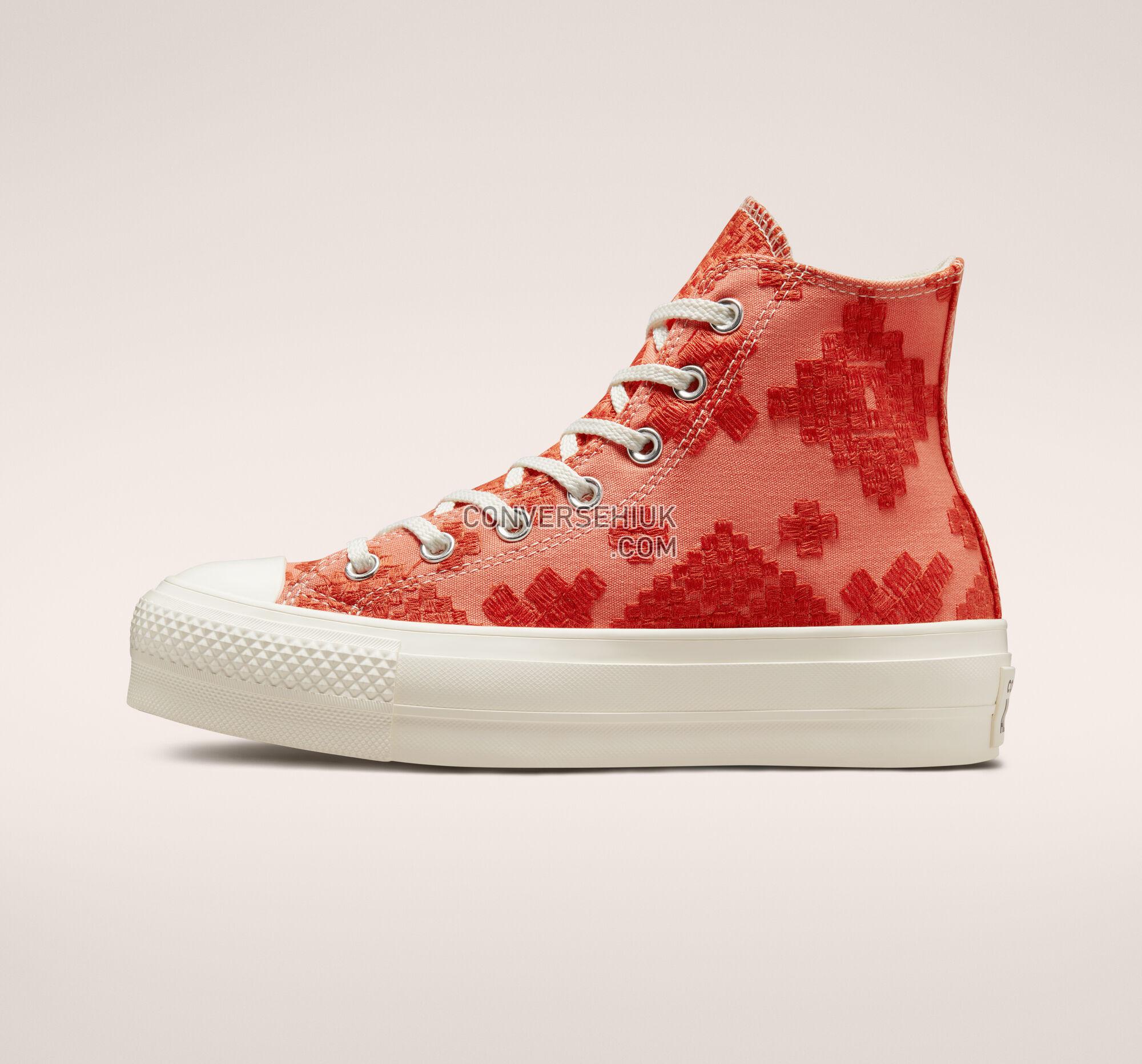 Converse Chuck Taylor All Star Lift Platform Tonal Embroidery Bright Madder/Mantra Orange A02233C Shoes