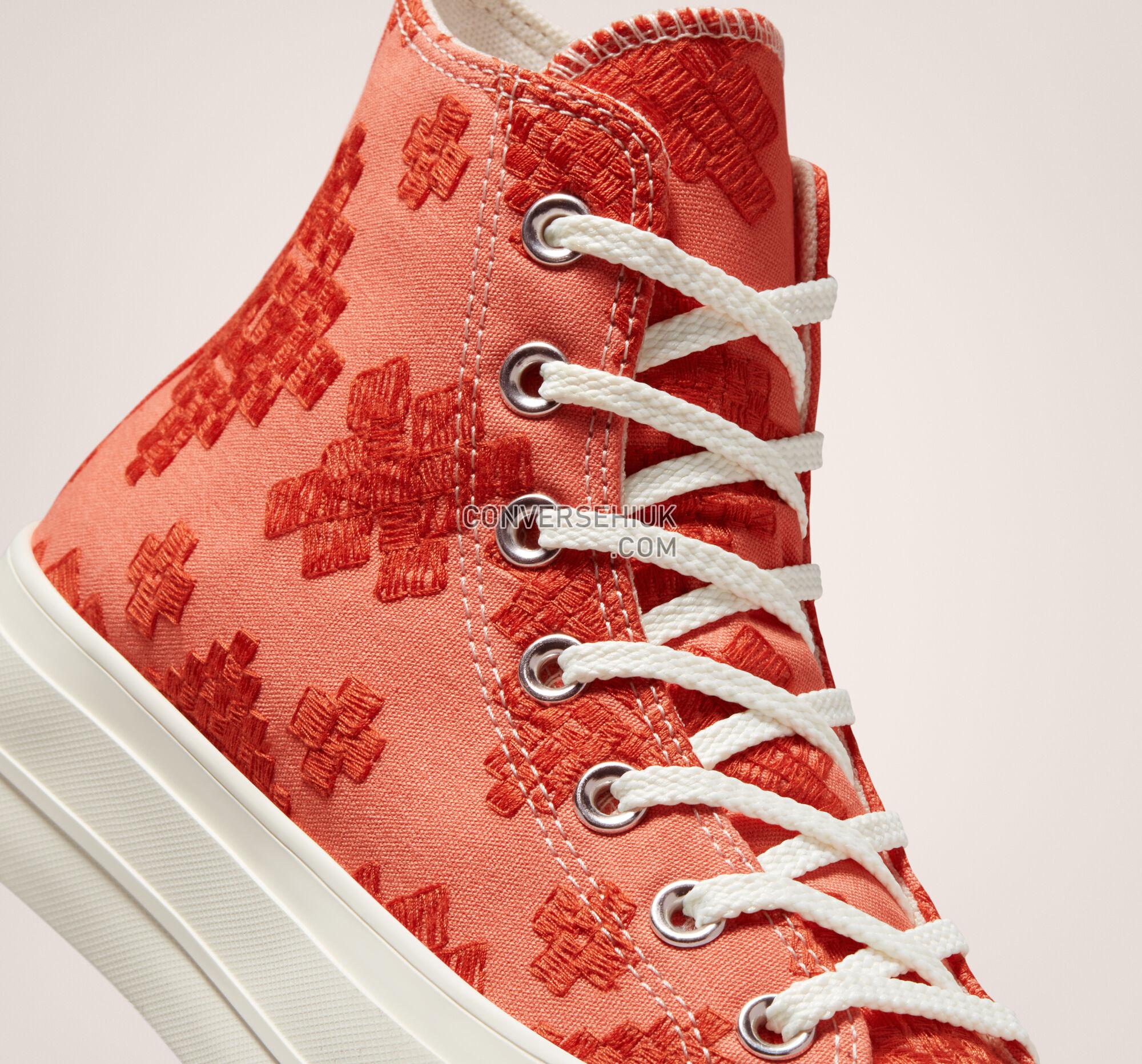 Converse Chuck Taylor All Star Lift Platform Tonal Embroidery Bright Madder/Mantra Orange A02233C Shoes