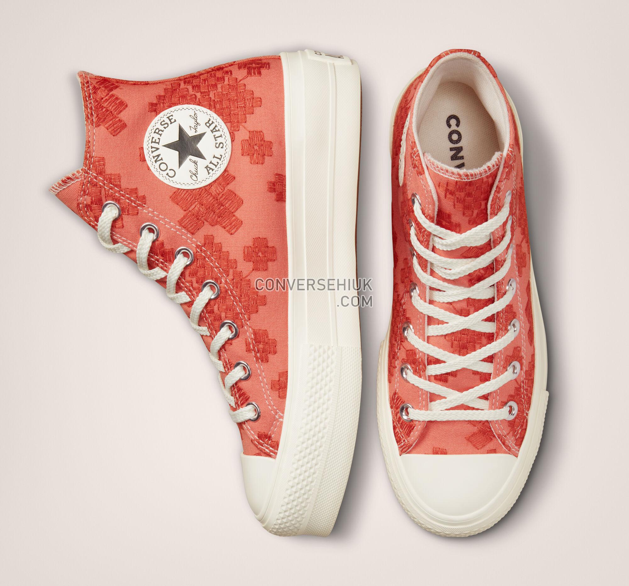 Converse Chuck Taylor All Star Lift Platform Tonal Embroidery Bright Madder/Mantra Orange A02233C Shoes