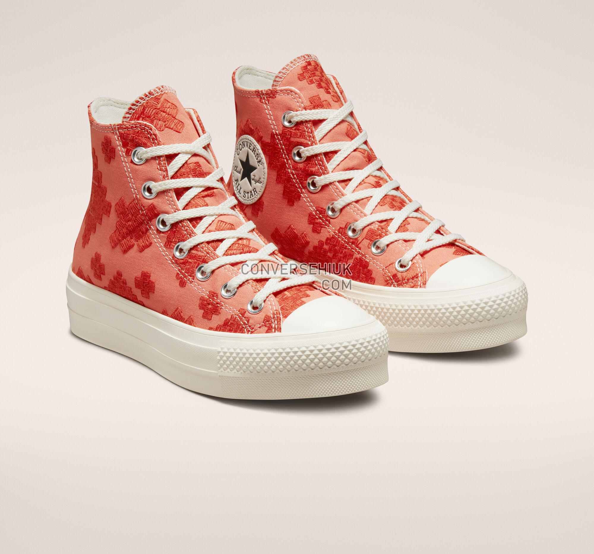 Converse Chuck Taylor All Star Lift Platform Tonal Embroidery Bright Madder/Mantra Orange A02233C Shoes