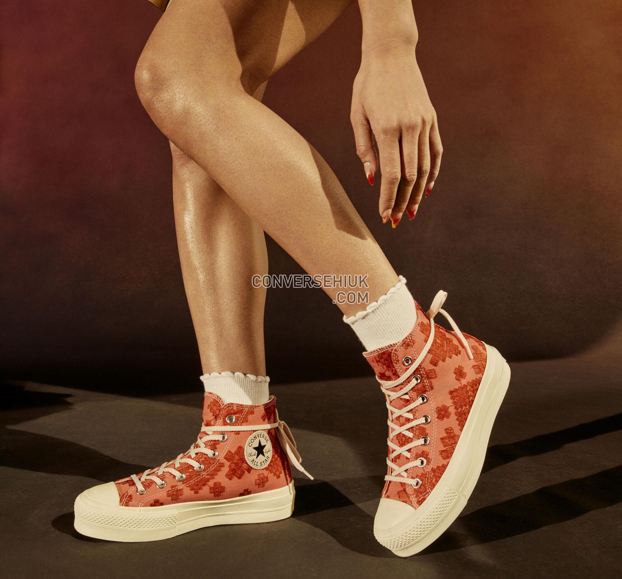 Converse Chuck Taylor All Star Lift Platform Tonal Embroidery Bright Madder/Mantra Orange A02233C Shoes