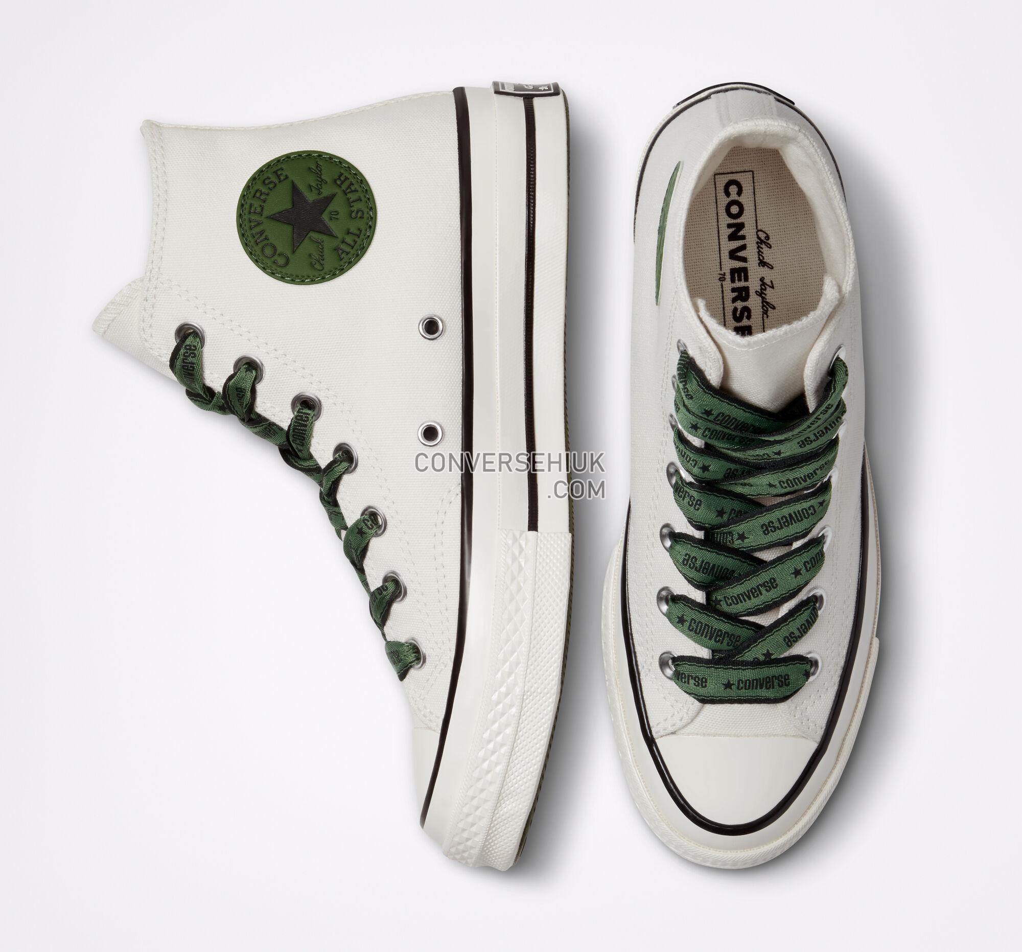 Converse Chuck 70 Wordmark Ribbon Laces Egret/Treeline/Black A01802C Shoes