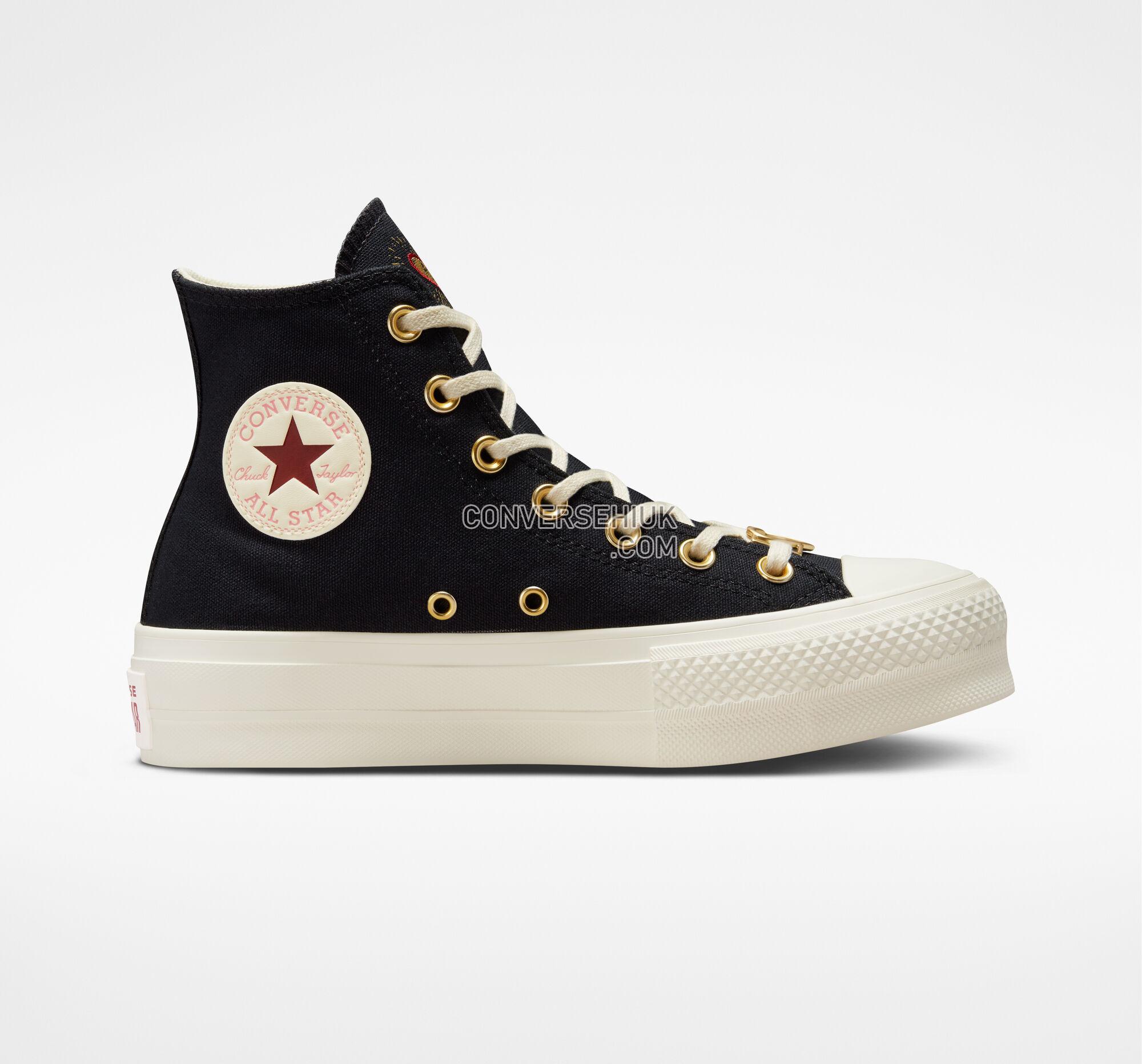 Converse Chuck Taylor All Star Lift Platform Hearts Black/Egret/Back Ally Brick A05138C Shoes