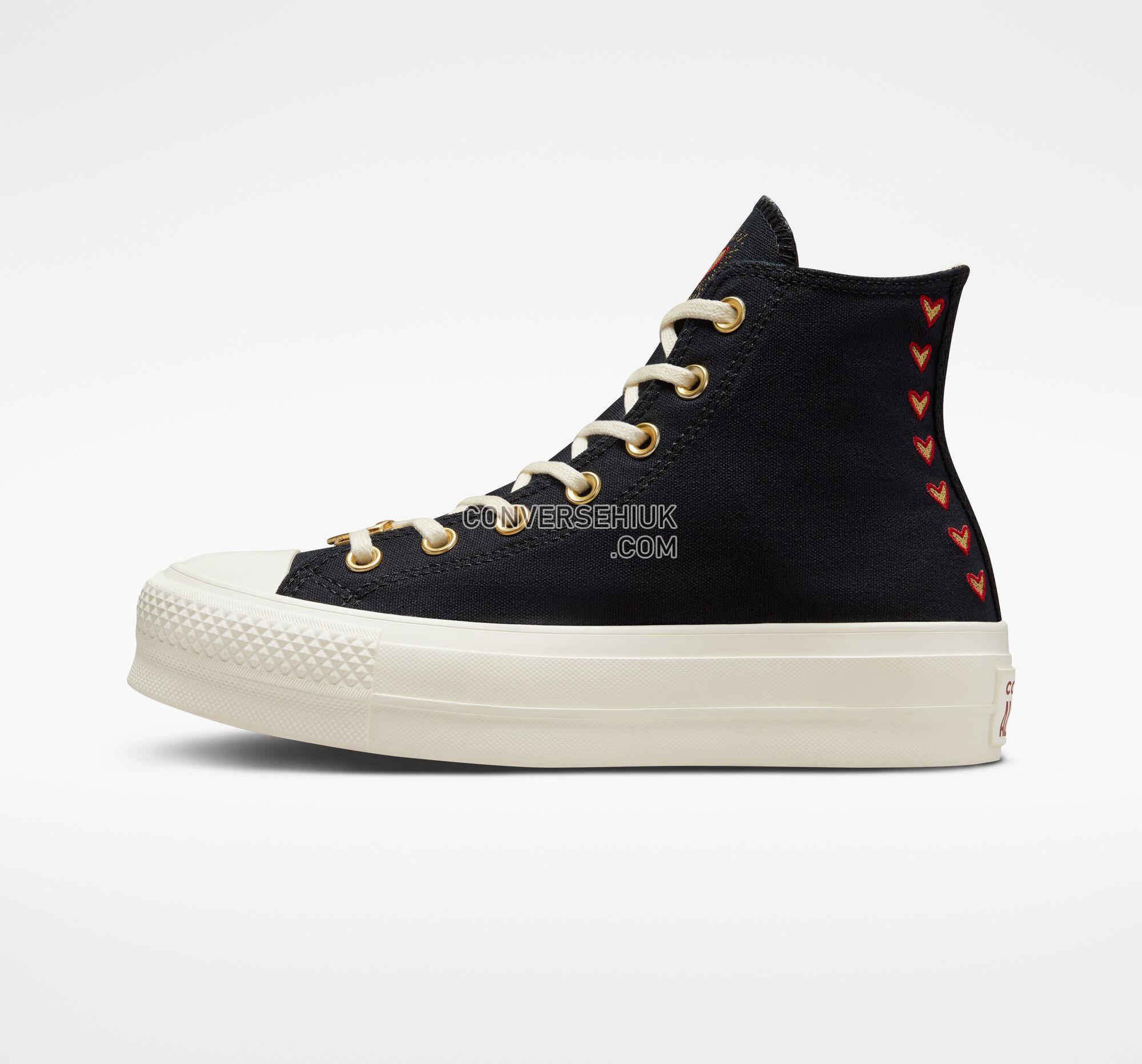 Converse Chuck Taylor All Star Lift Platform Hearts Black/Egret/Back Ally Brick A05138C Shoes