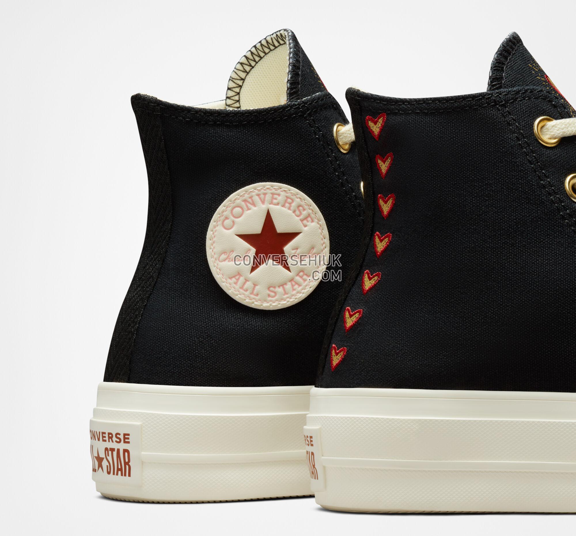 Converse Chuck Taylor All Star Lift Platform Hearts Black/Egret/Back Ally Brick A05138C Shoes