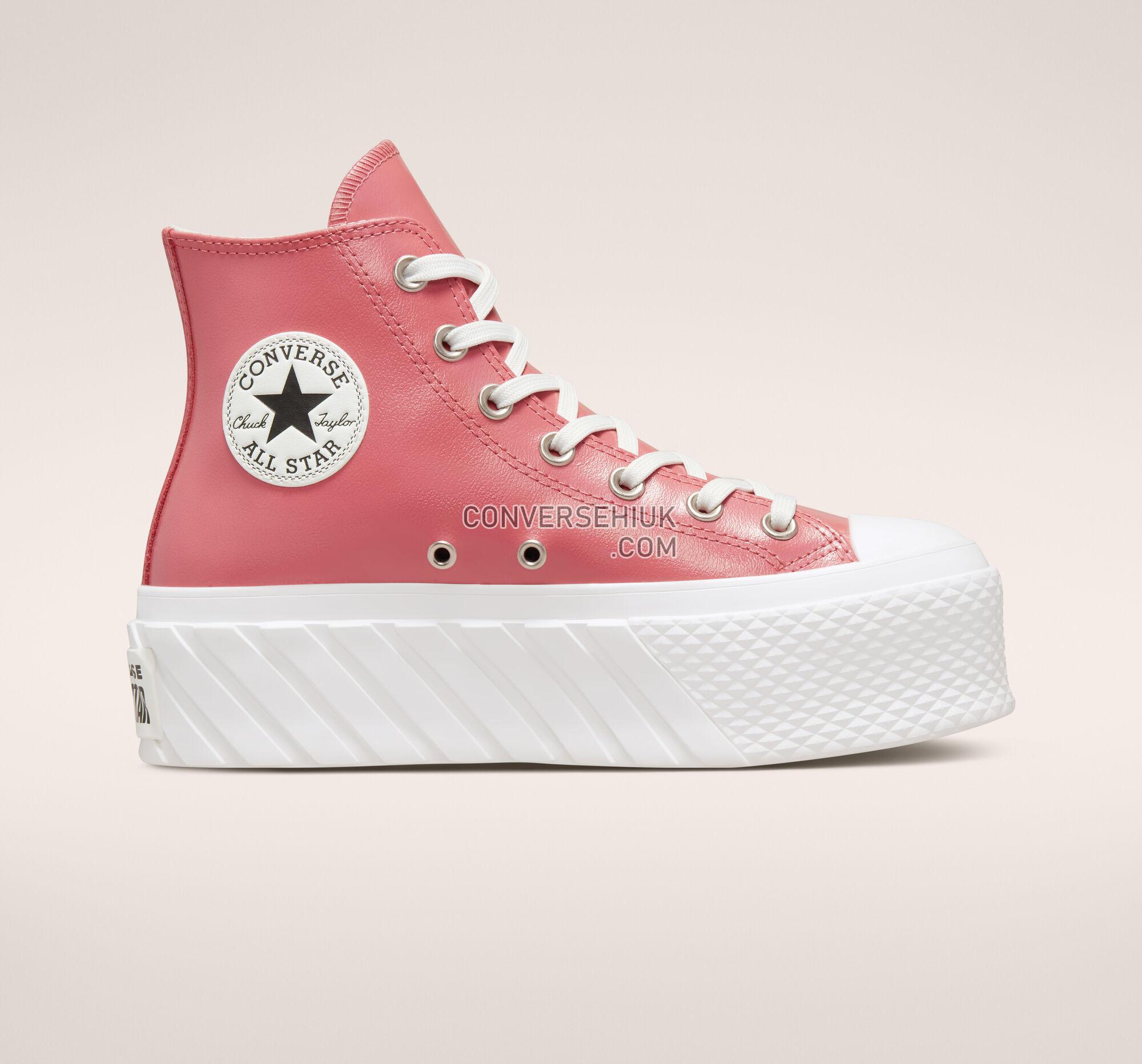 Converse Chuck Taylor All Star Lift 2X Platform Iridescent Leather Madder Pink/Vintage White A03715C Shoes