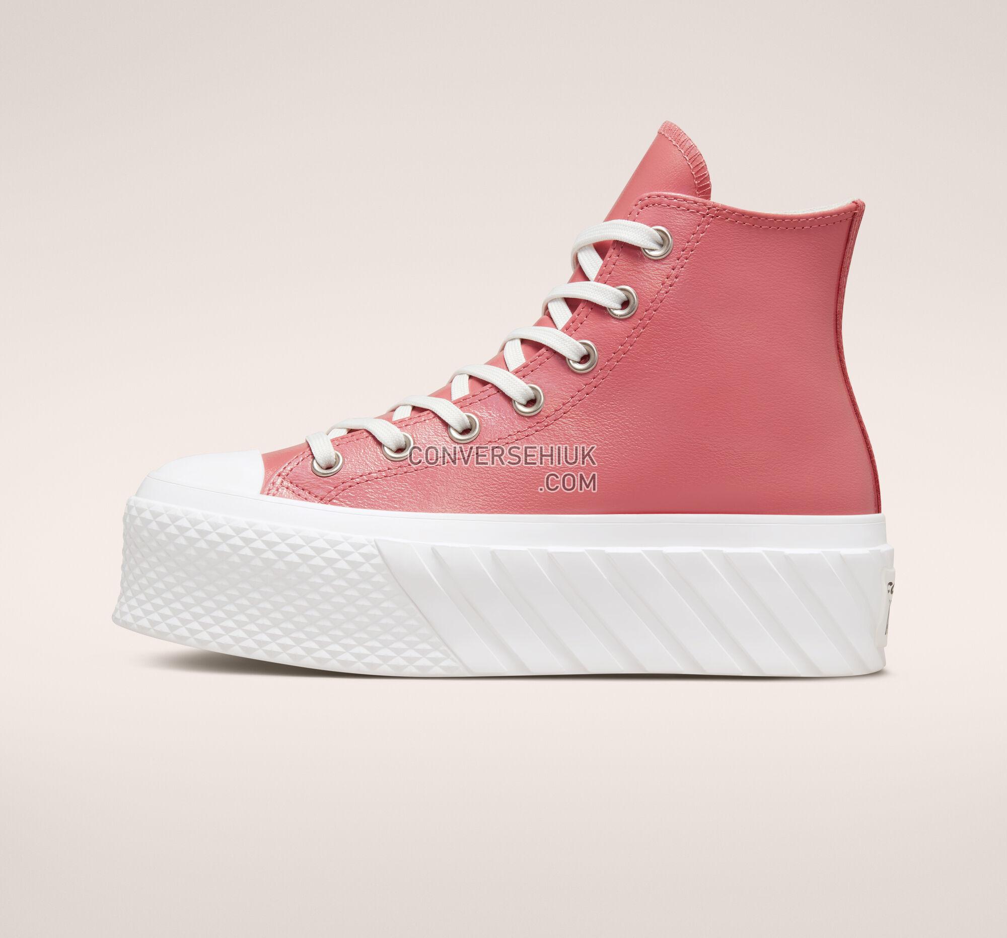 Converse Chuck Taylor All Star Lift 2X Platform Iridescent Leather Madder Pink/Vintage White A03715C Shoes