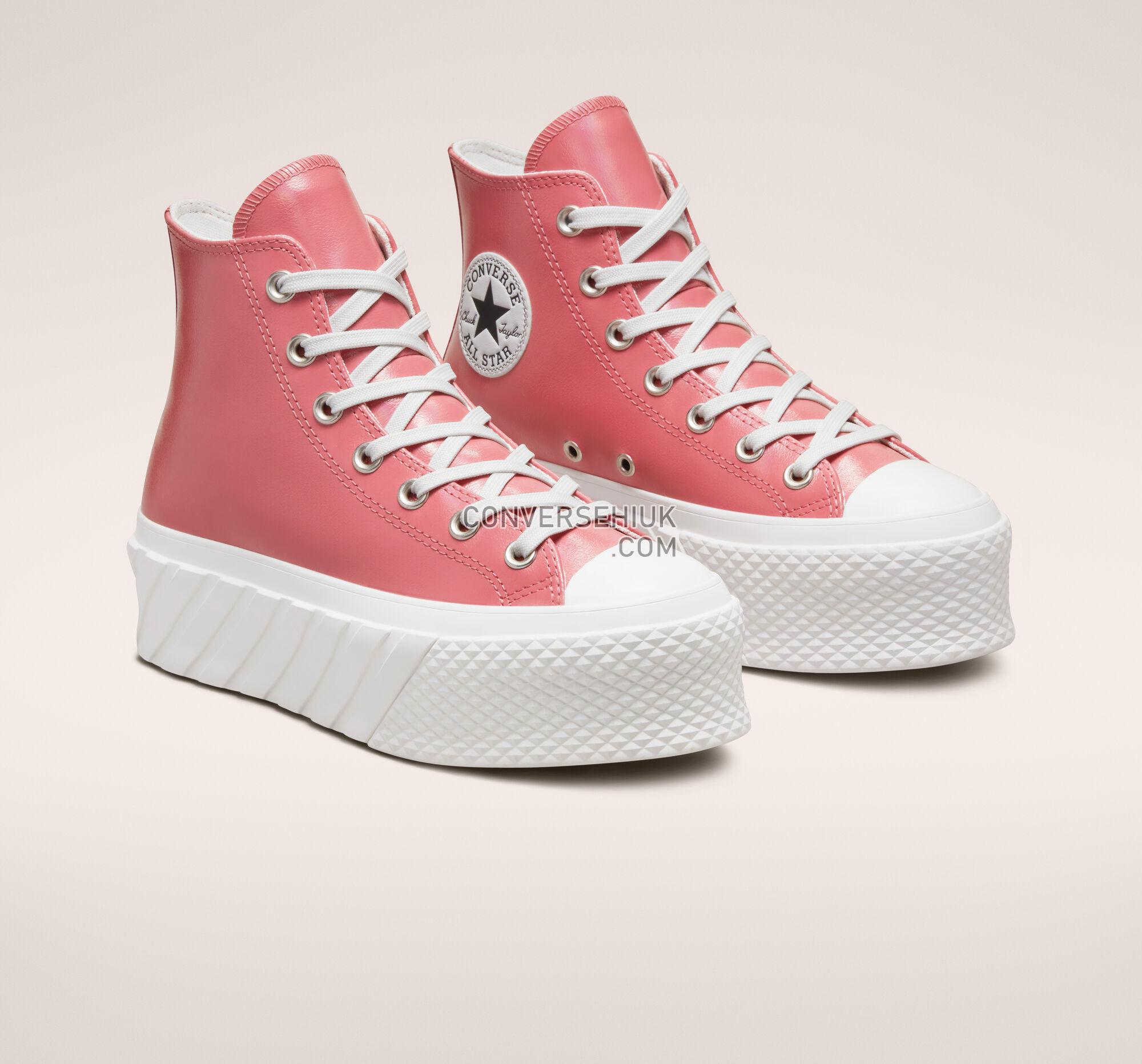 Converse Chuck Taylor All Star Lift 2X Platform Iridescent Leather Madder Pink/Vintage White A03715C Shoes