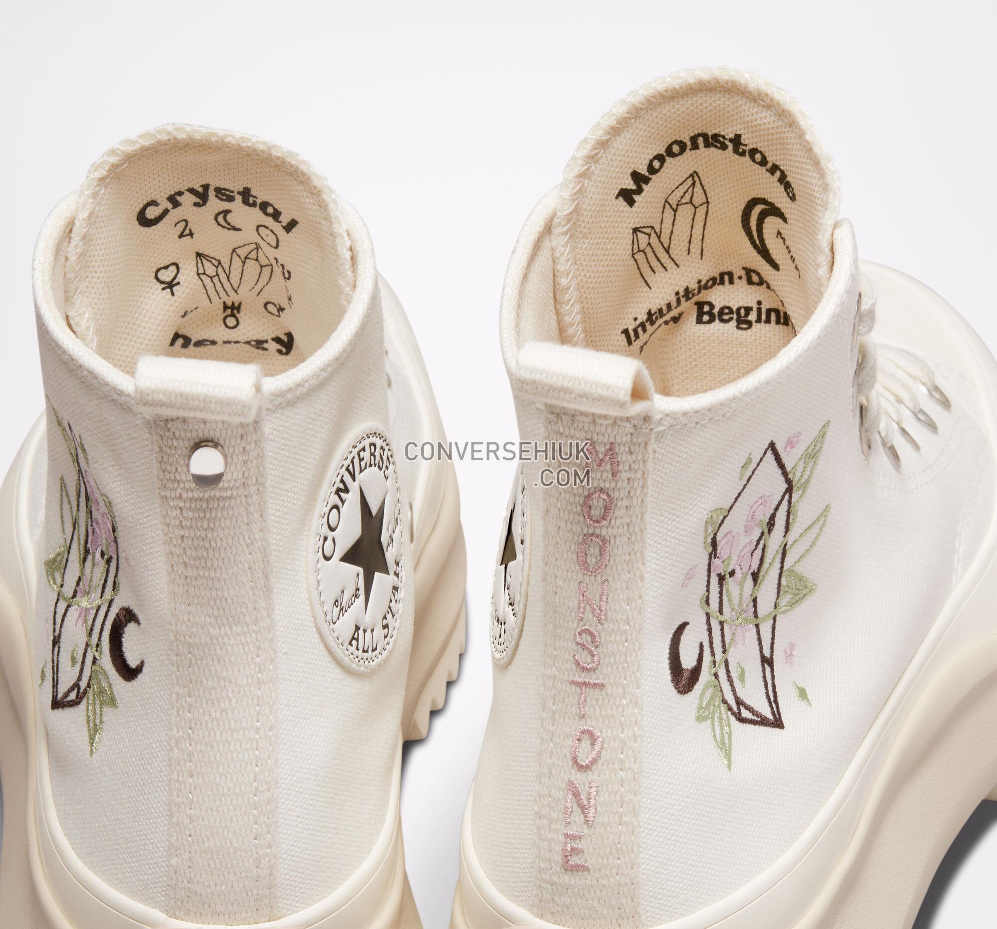 Converse Run Star Hike Platform Embroidered Crystals Vintage White/Stone Mauve A03737C Shoes