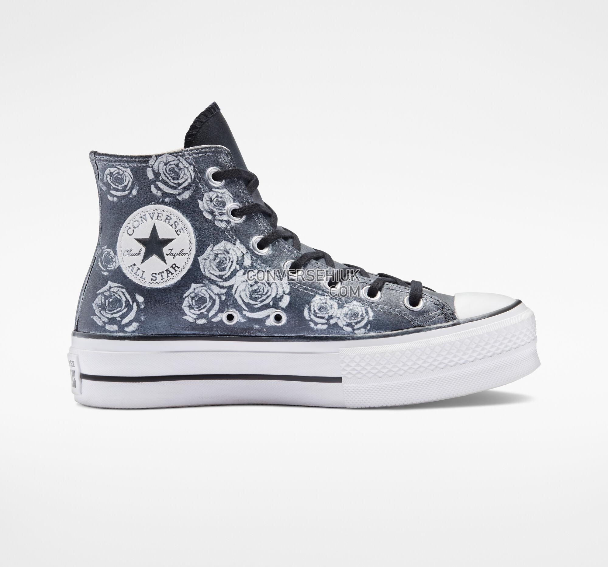 Converse Chuck Taylor All Star Lift Platform Leather Rose Garden Black Roses A04311C Shoes