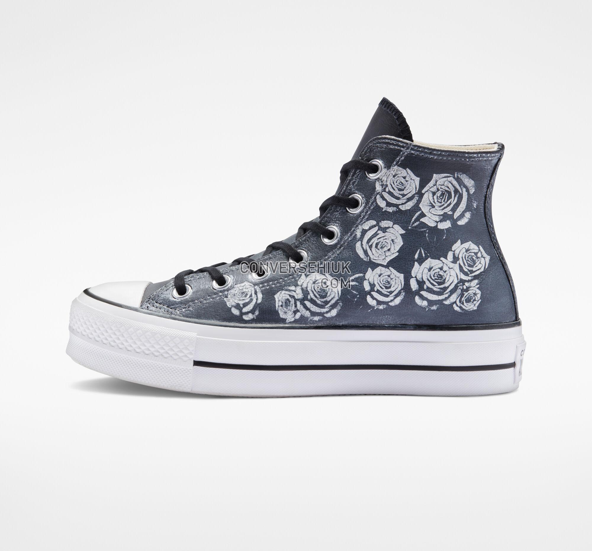 Converse Chuck Taylor All Star Lift Platform Leather Rose Garden Black Roses A04311C Shoes